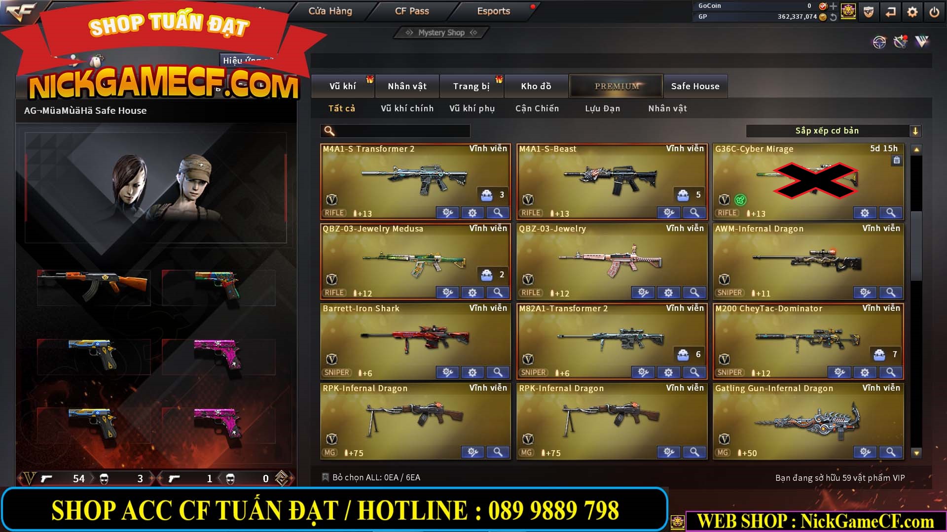 MÃ CF13772 - GIÁ : 6999K - CHIẾN C4 ĐẸP - ZOM XINH - 58 VIP - VIP5