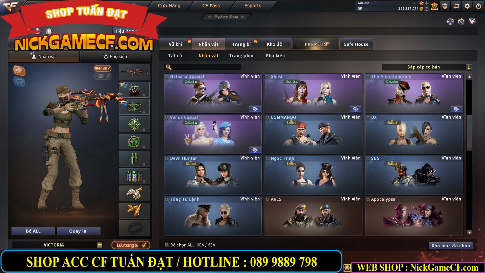 MÃ CF13772 - GIÁ : 6999K - CHIẾN C4 ĐẸP - ZOM XINH - 58 VIP - VIP5