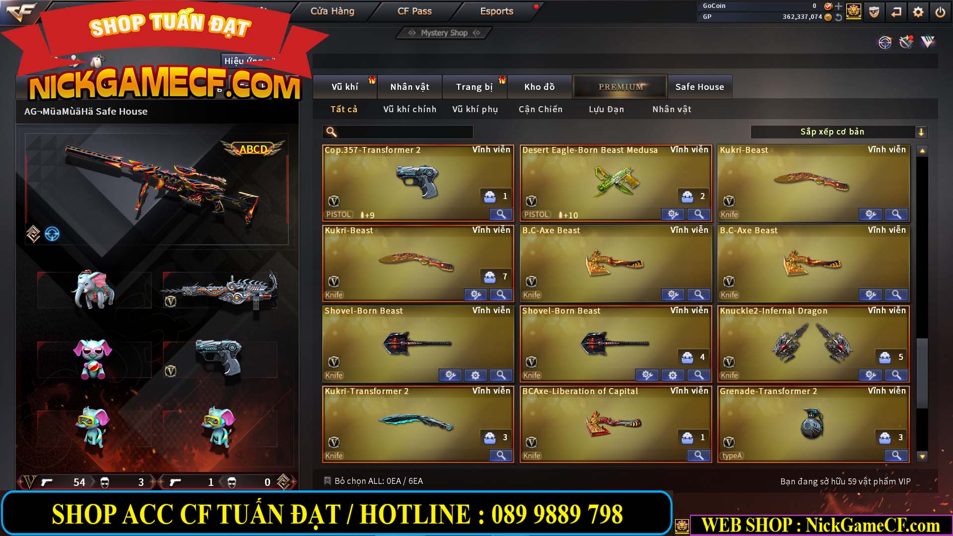 MÃ CF13772 - GIÁ : 6999K - CHIẾN C4 ĐẸP - ZOM XINH - 58 VIP - VIP5
