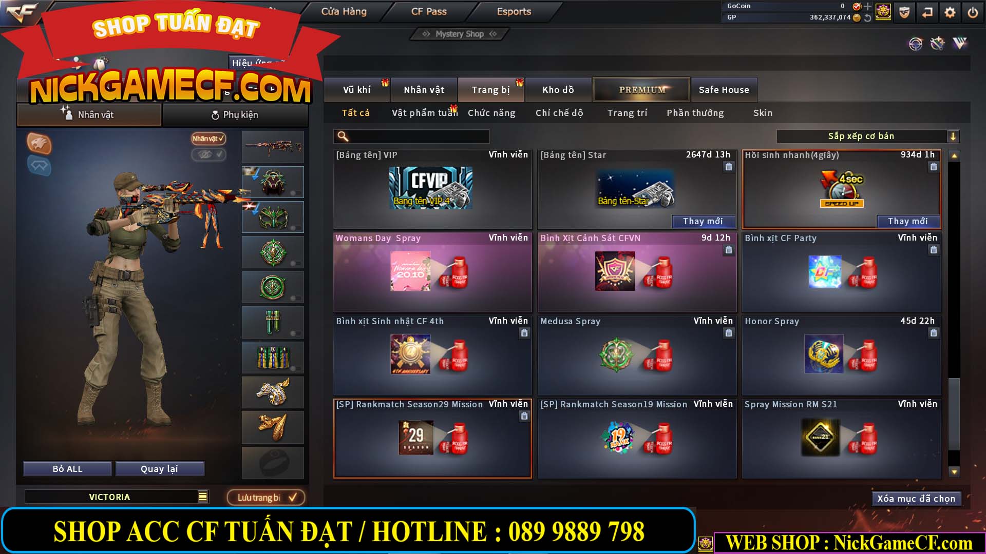 MÃ CF13772 - GIÁ : 6999K - CHIẾN C4 ĐẸP - ZOM XINH - 58 VIP - VIP5