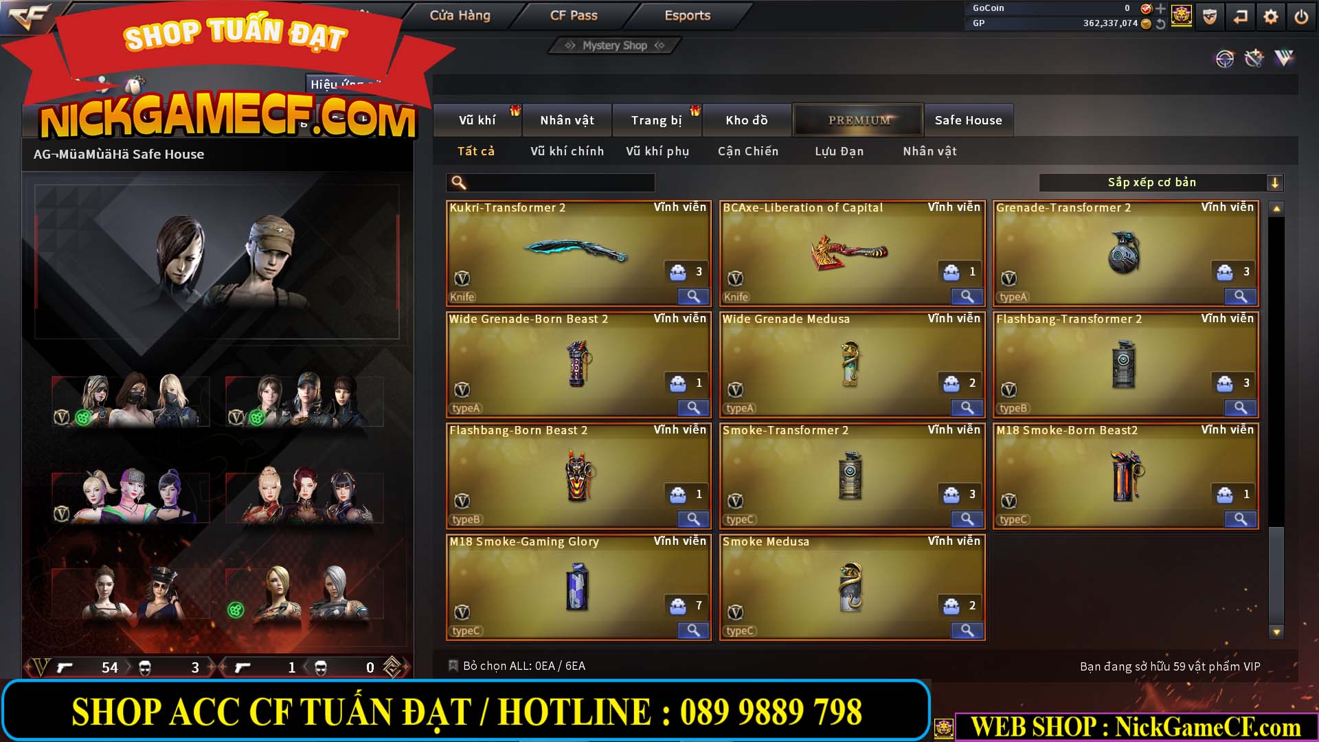 MÃ CF13772 - GIÁ : 6999K - CHIẾN C4 ĐẸP - ZOM XINH - 58 VIP - VIP5