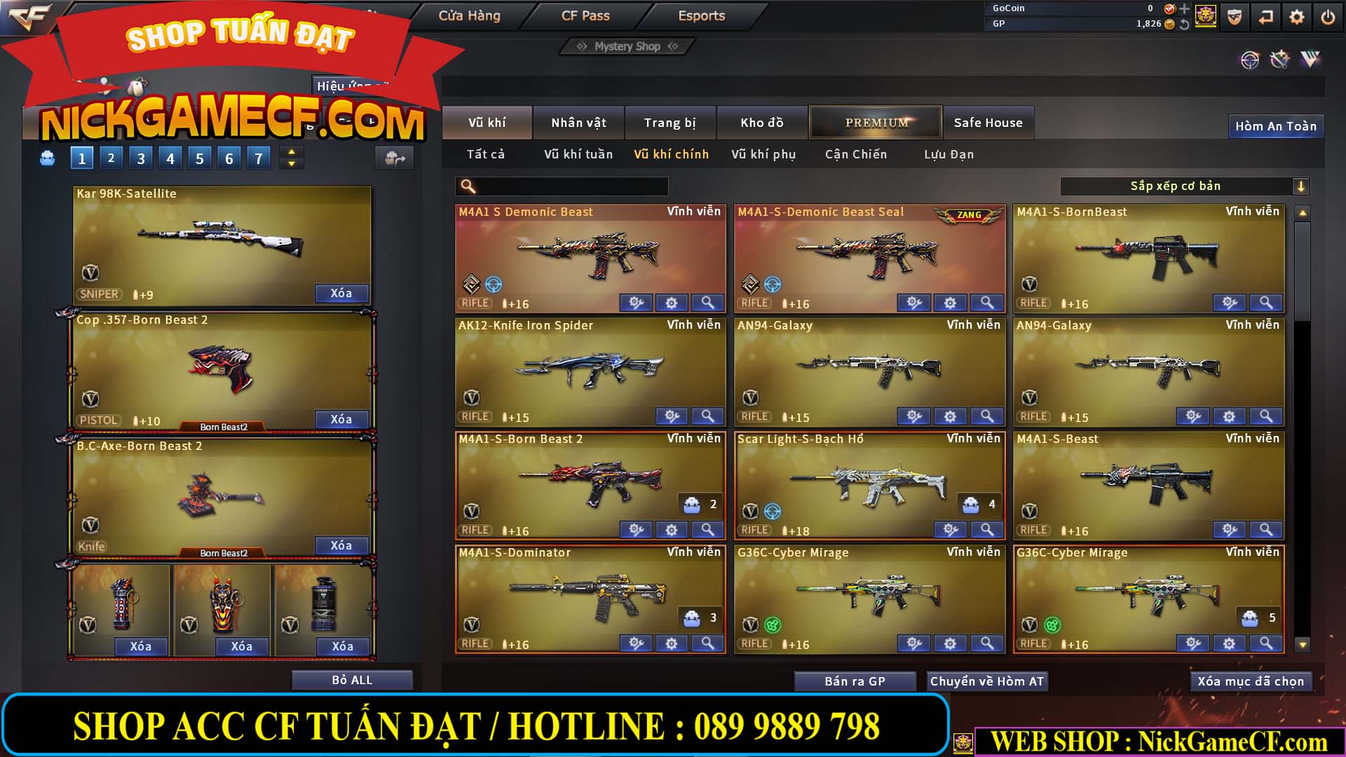 MÃ CF13774 - GIÁ : 10M5 -  SIÊU PHẨM C4+ZOM - 86 VIP - VIP7