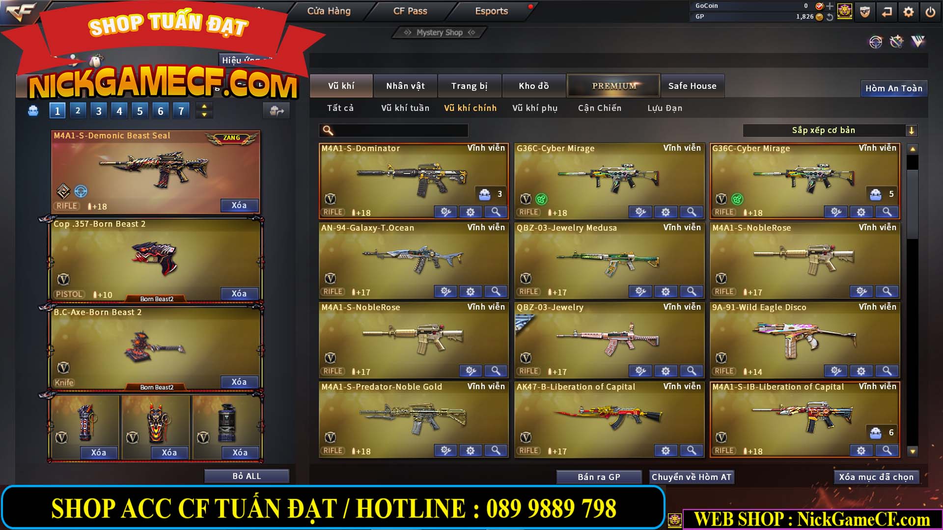 MÃ CF13774 - GIÁ : 10M5 -  SIÊU PHẨM C4+ZOM - 86 VIP - VIP7