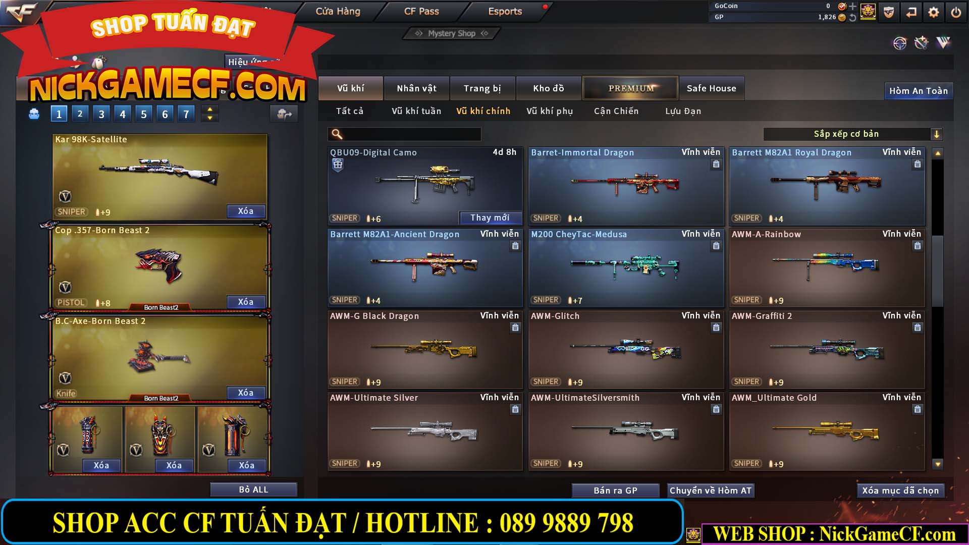 MÃ CF13774 - GIÁ : 10M5 -  SIÊU PHẨM C4+ZOM - 86 VIP - VIP7