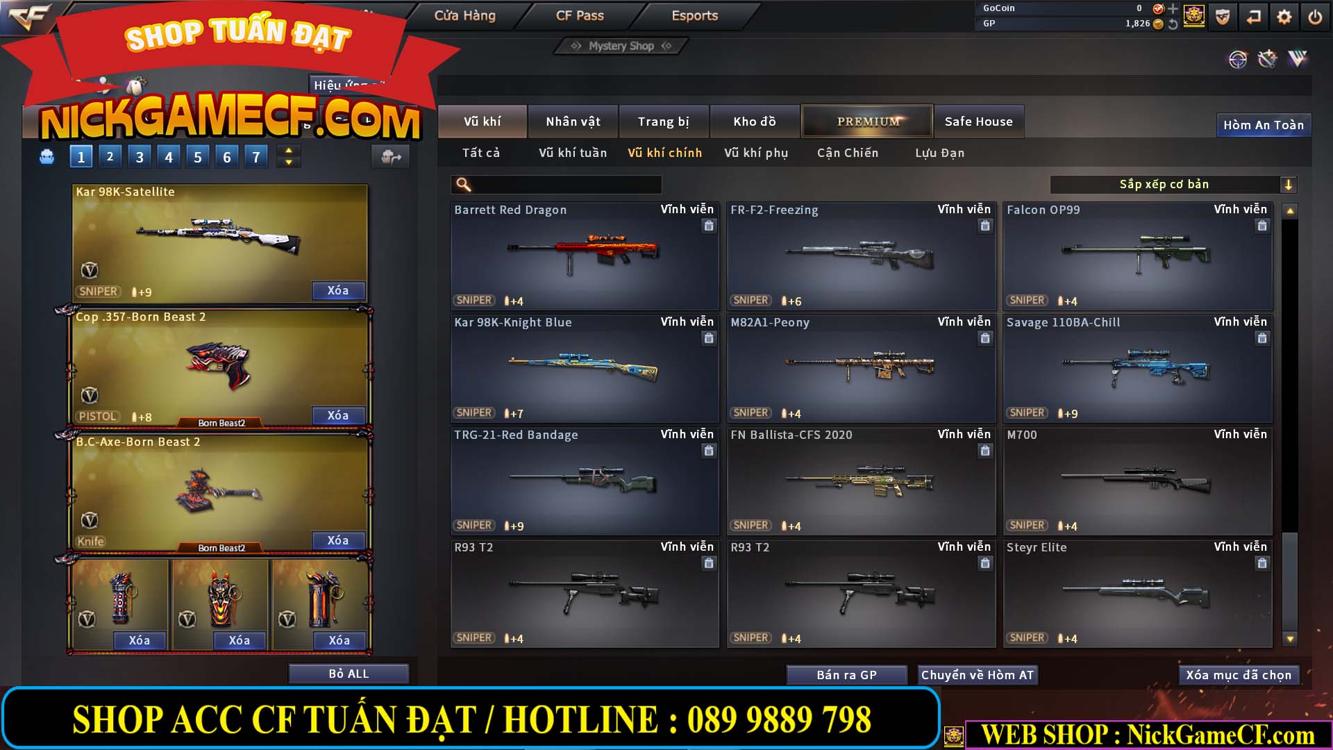 MÃ CF13774 - GIÁ : 10M5 -  SIÊU PHẨM C4+ZOM - 86 VIP - VIP7