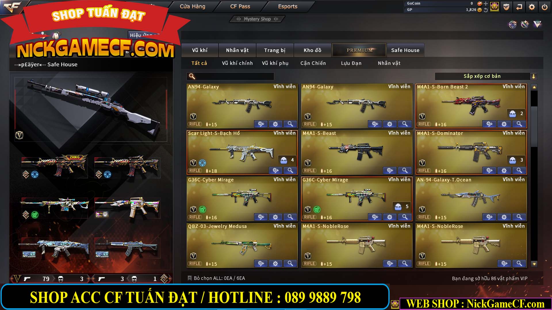 MÃ CF13774 - GIÁ : 10M5 -  SIÊU PHẨM C4+ZOM - 86 VIP - VIP7