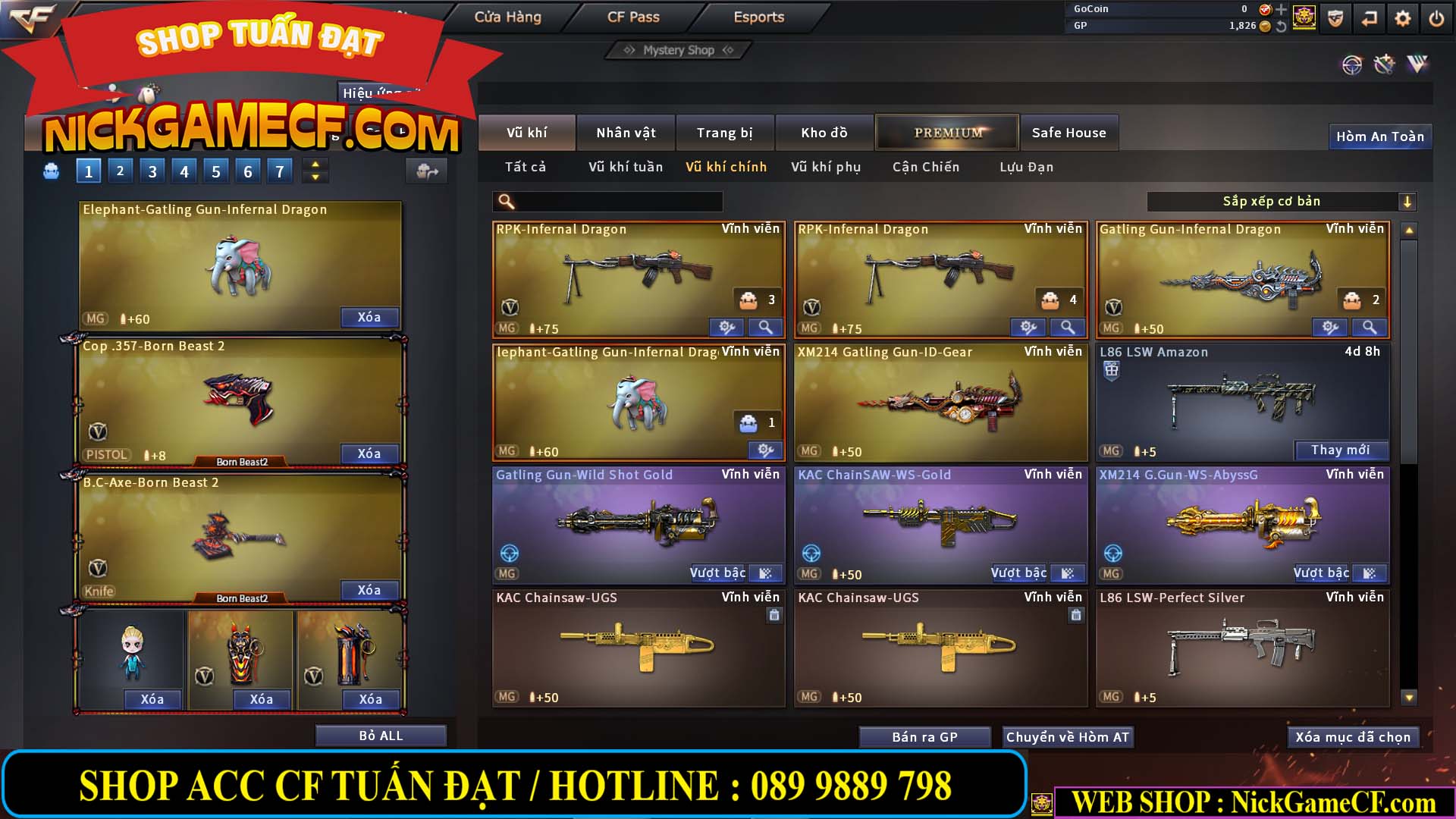 MÃ CF13774 - GIÁ : 10M5 -  SIÊU PHẨM C4+ZOM - 86 VIP - VIP7