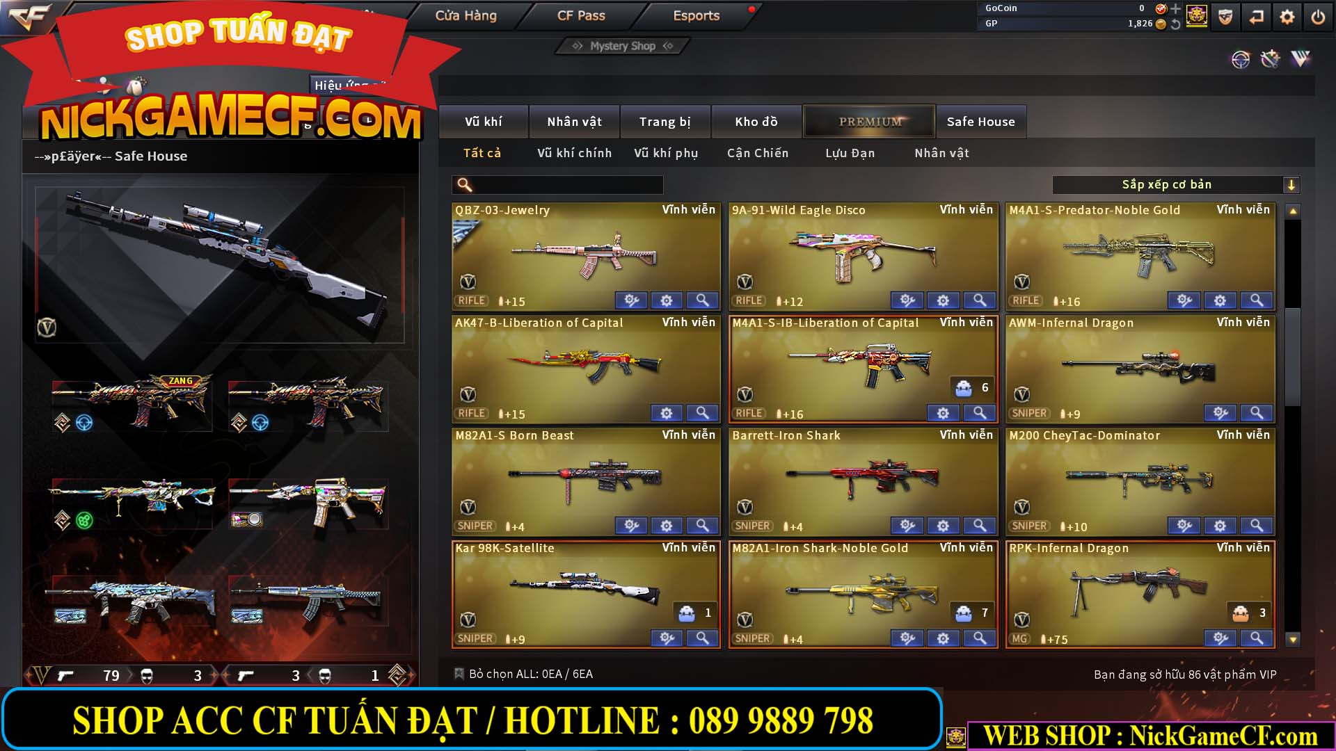 MÃ CF13774 - GIÁ : 10M5 -  SIÊU PHẨM C4+ZOM - 86 VIP - VIP7