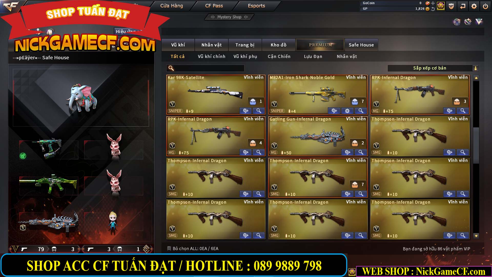 MÃ CF13774 - GIÁ : 10M5 -  SIÊU PHẨM C4+ZOM - 86 VIP - VIP7