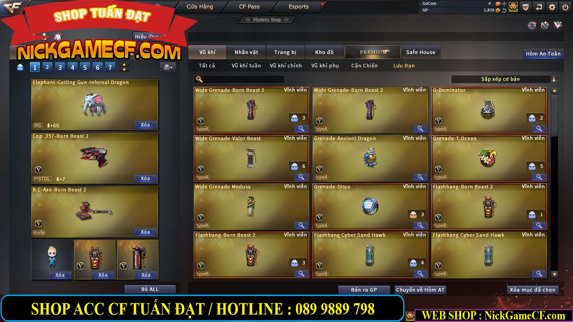 MÃ CF13774 - GIÁ : 10M5 -  SIÊU PHẨM C4+ZOM - 86 VIP - VIP7