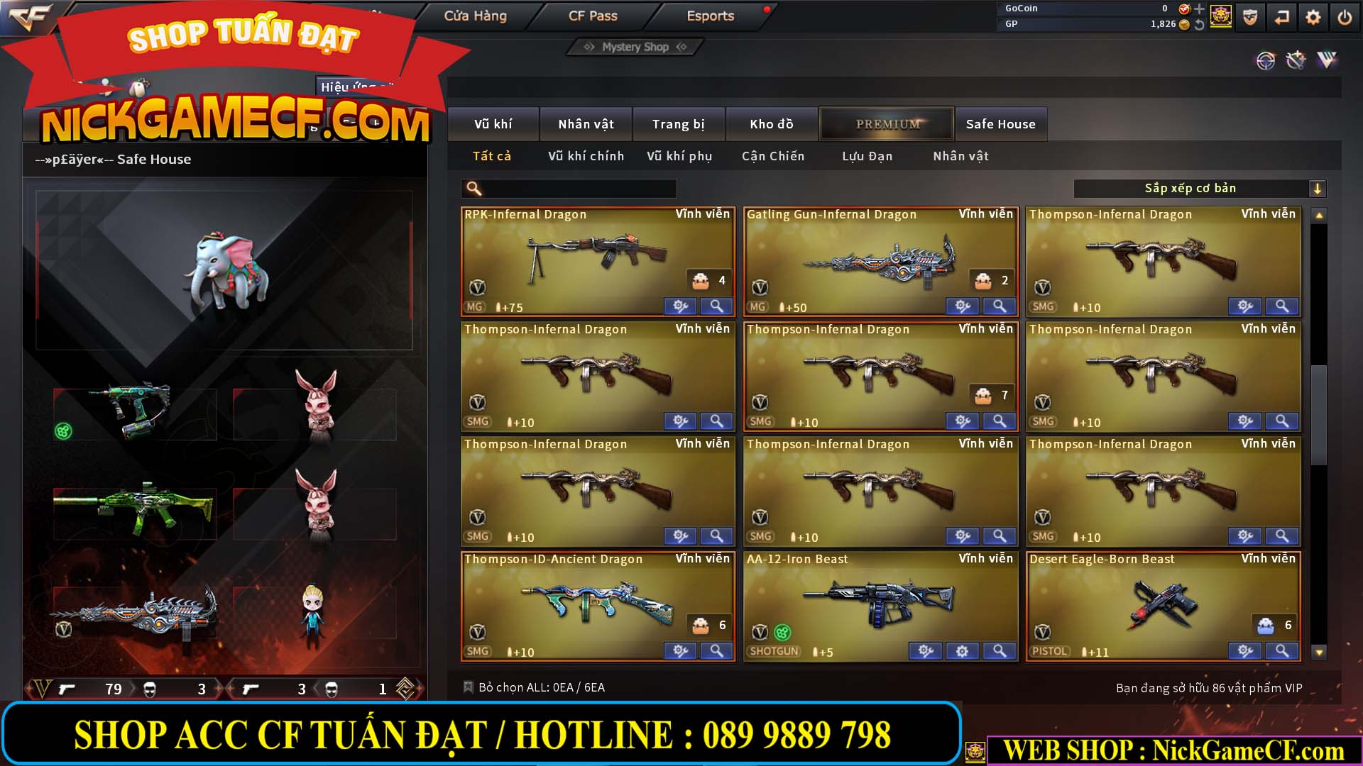 MÃ CF13774 - GIÁ : 10M5 -  SIÊU PHẨM C4+ZOM - 86 VIP - VIP7