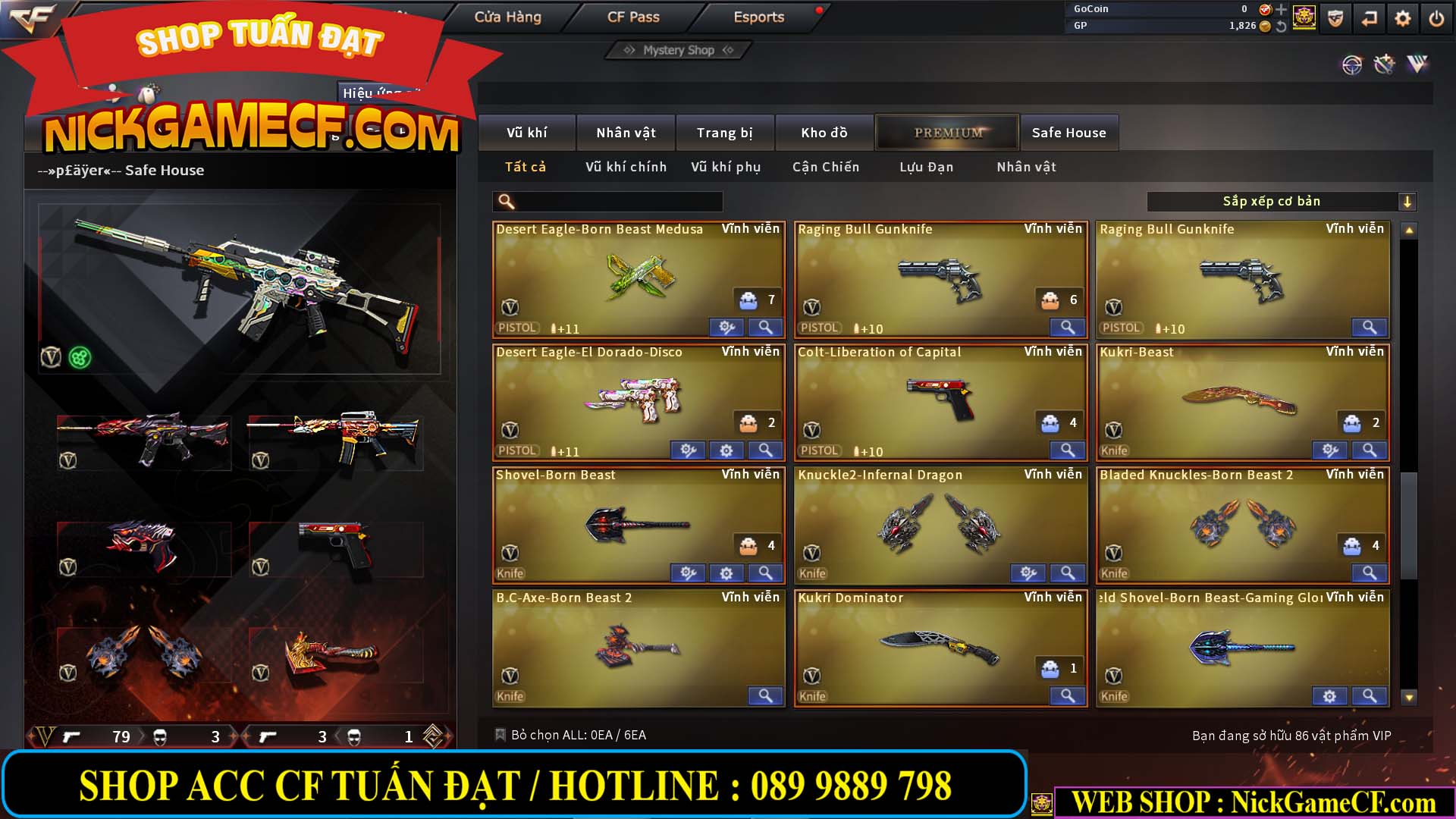 MÃ CF13774 - GIÁ : 10M5 -  SIÊU PHẨM C4+ZOM - 86 VIP - VIP7