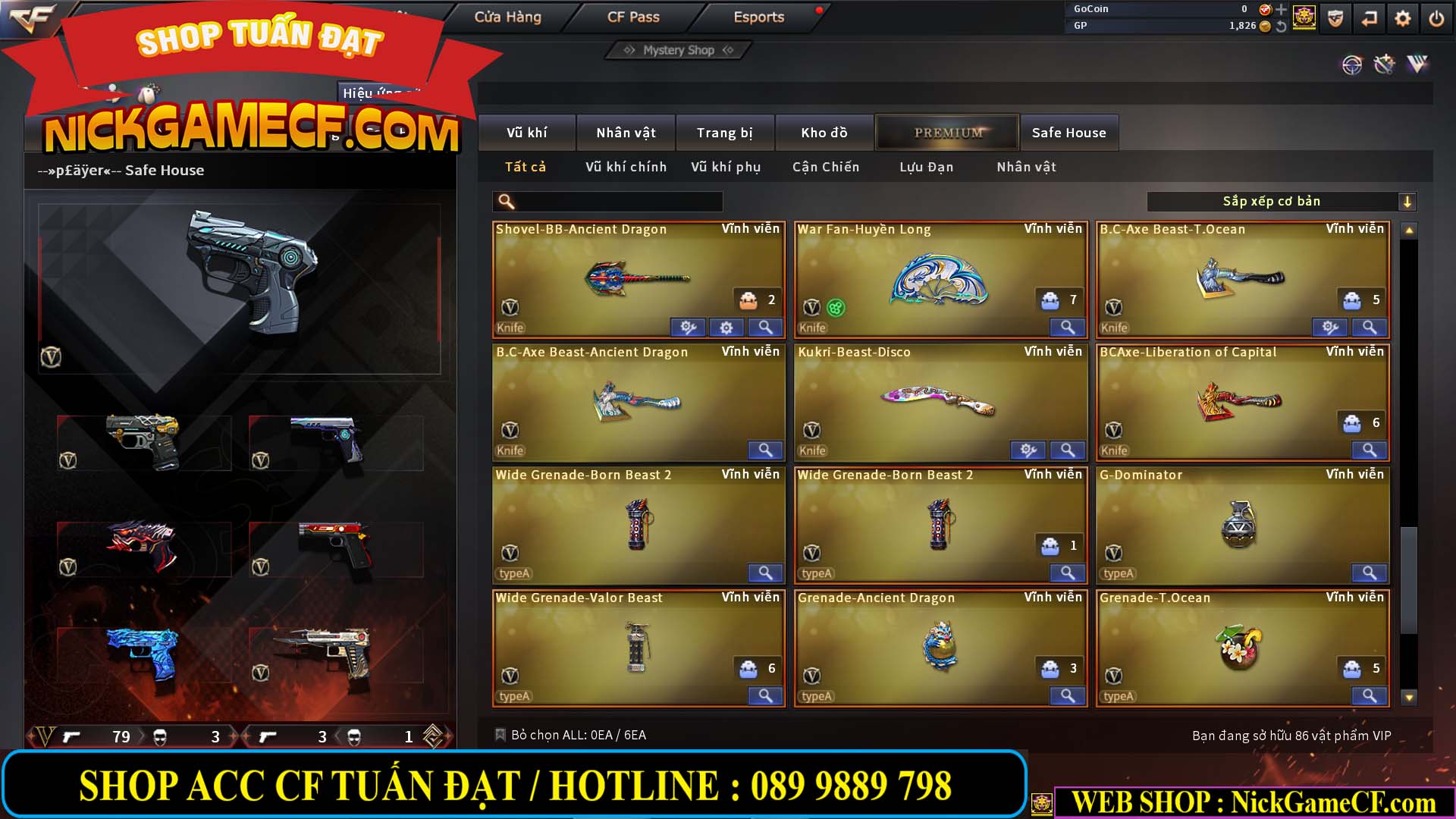 MÃ CF13774 - GIÁ : 10M5 -  SIÊU PHẨM C4+ZOM - 86 VIP - VIP7