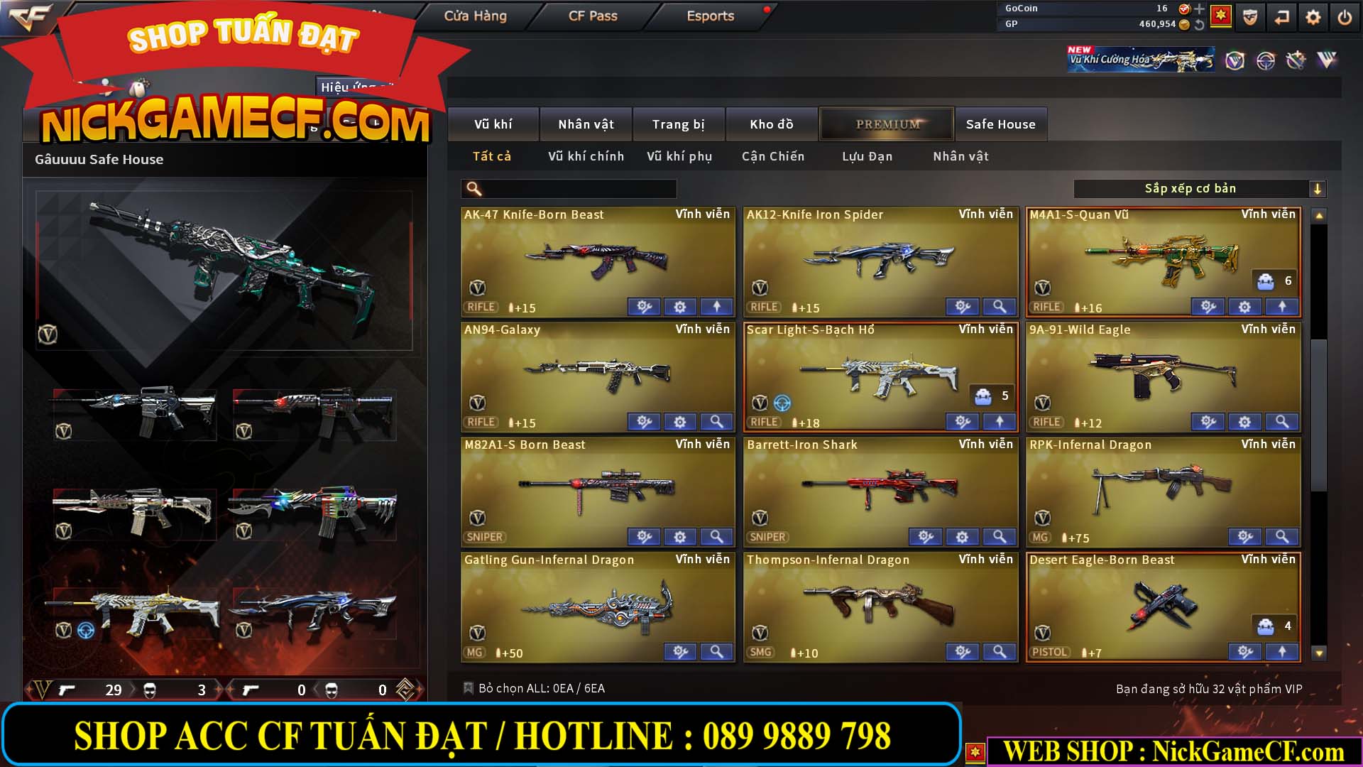 MÃ CF14080 - GIÁ : 3M8 - TANK - AI MODE - ZOM THỦ - 32 VIP + 500 GO LÊN VIP4