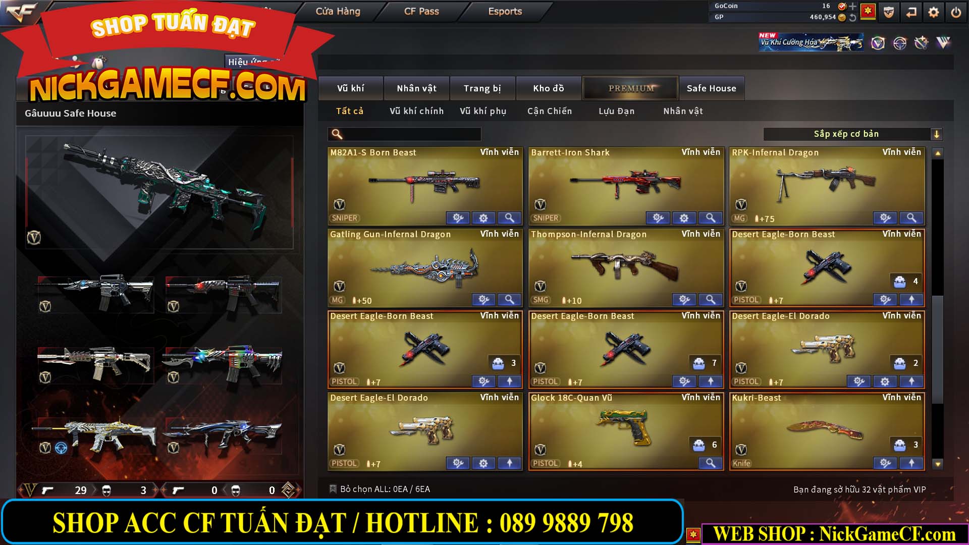 MÃ CF14080 - GIÁ : 3M8 - TANK - AI MODE - ZOM THỦ - 32 VIP + 500 GO LÊN VIP4