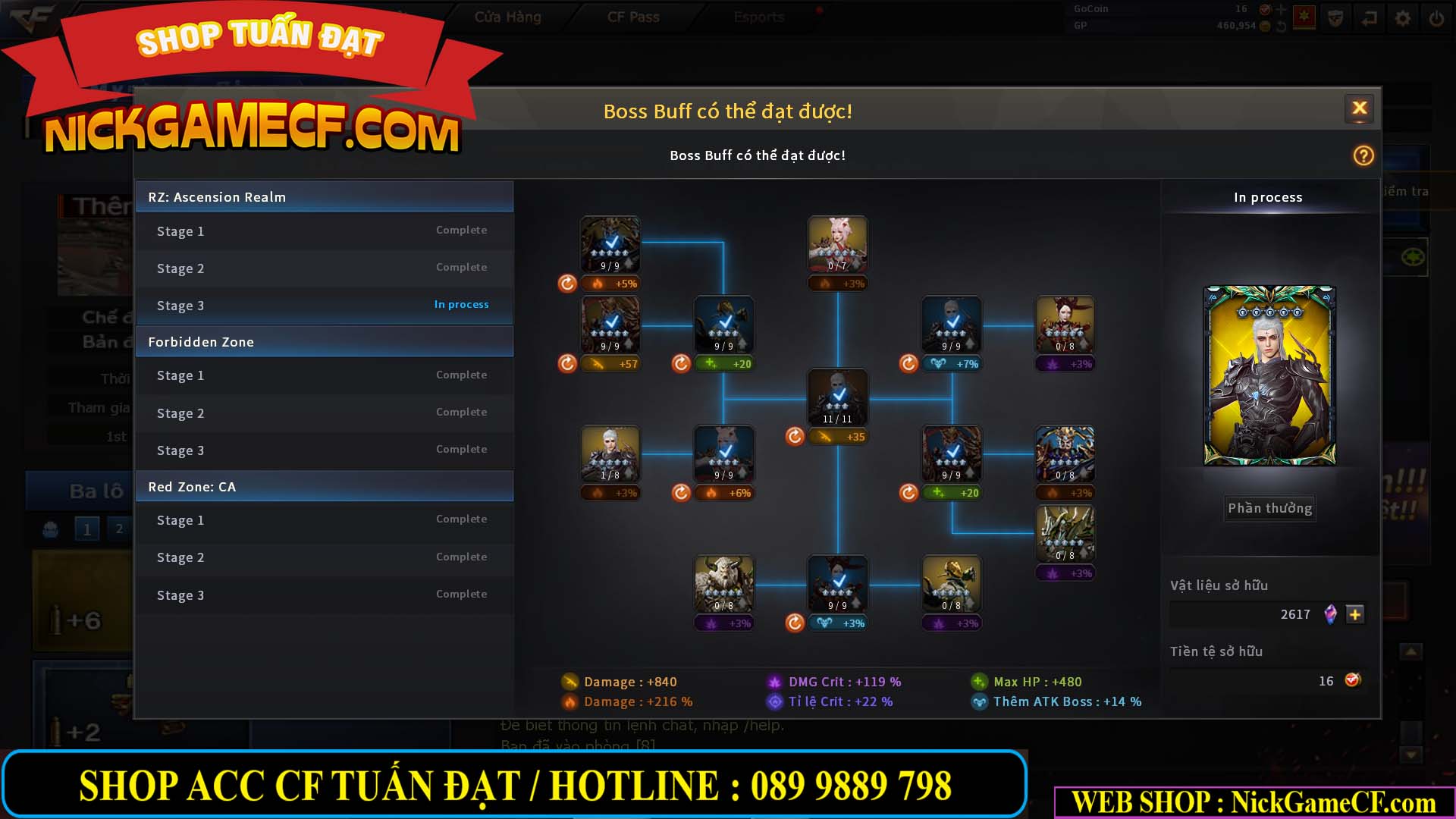 MÃ CF14080 - GIÁ : 3M8 - TANK - AI MODE - ZOM THỦ - 32 VIP + 500 GO LÊN VIP4