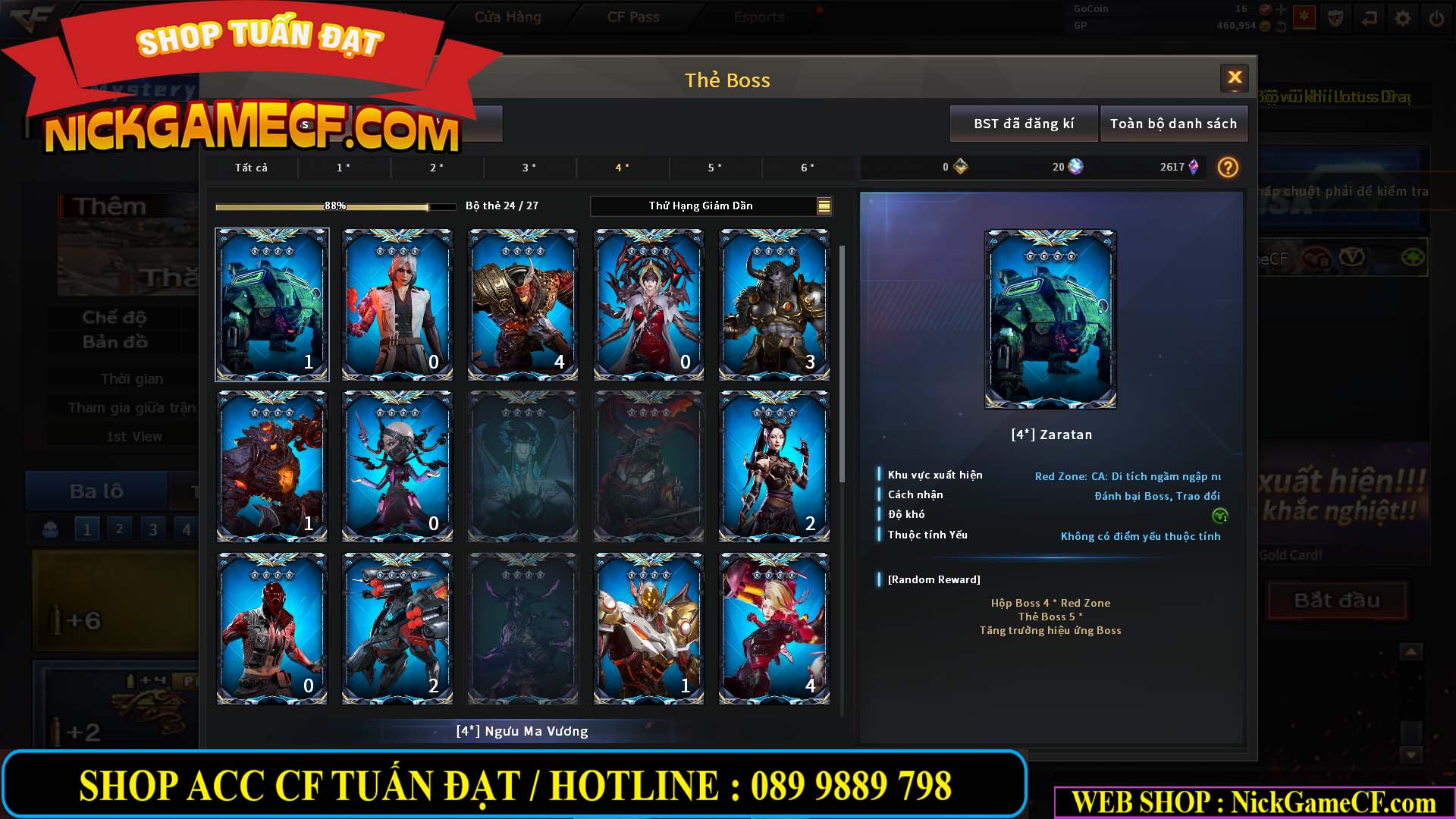 MÃ CF14080 - GIÁ : 3M8 - TANK - AI MODE - ZOM THỦ - 32 VIP + 500 GO LÊN VIP4