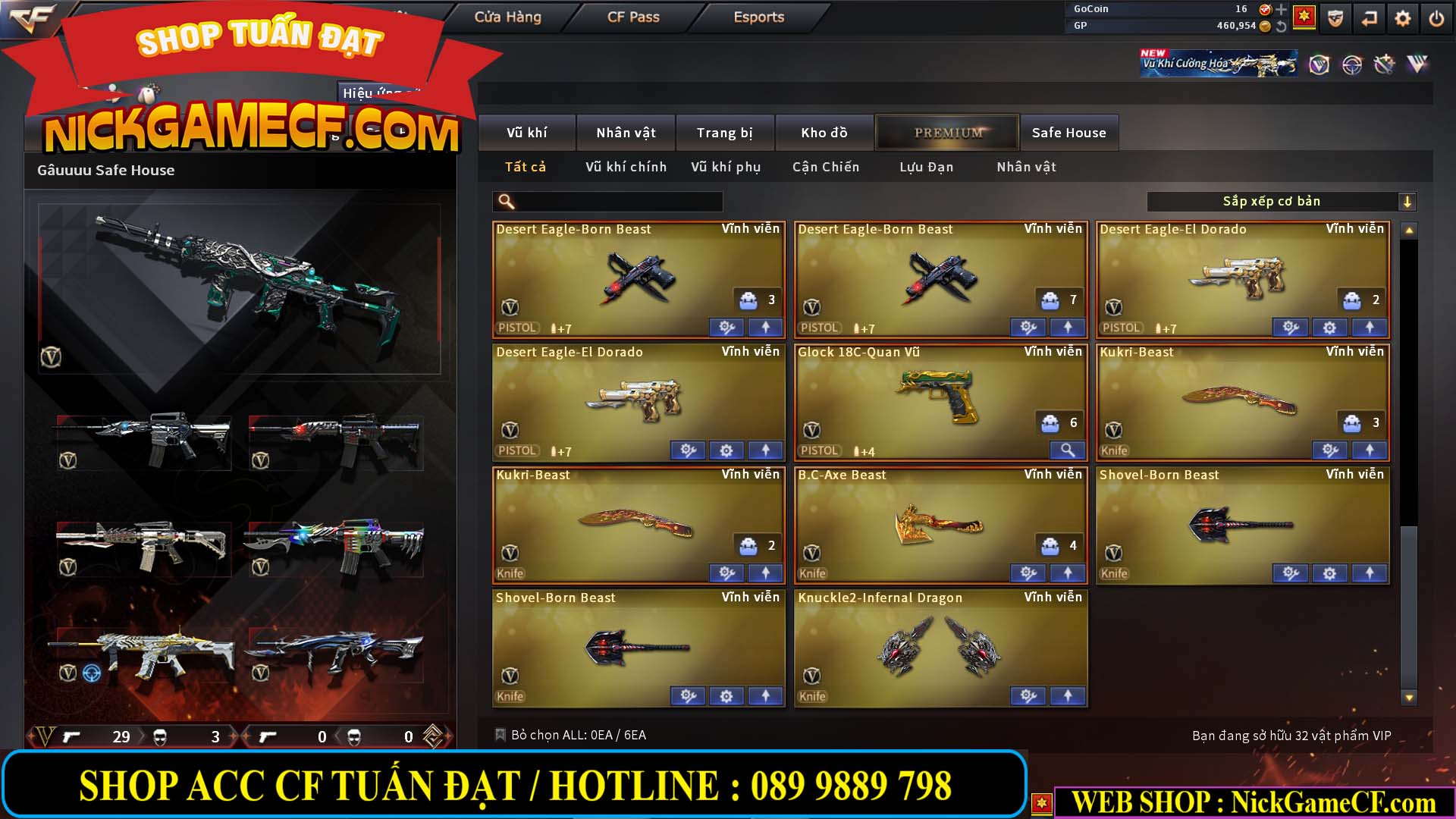 MÃ CF14080 - GIÁ : 3M8 - TANK - AI MODE - ZOM THỦ - 32 VIP + 500 GO LÊN VIP4