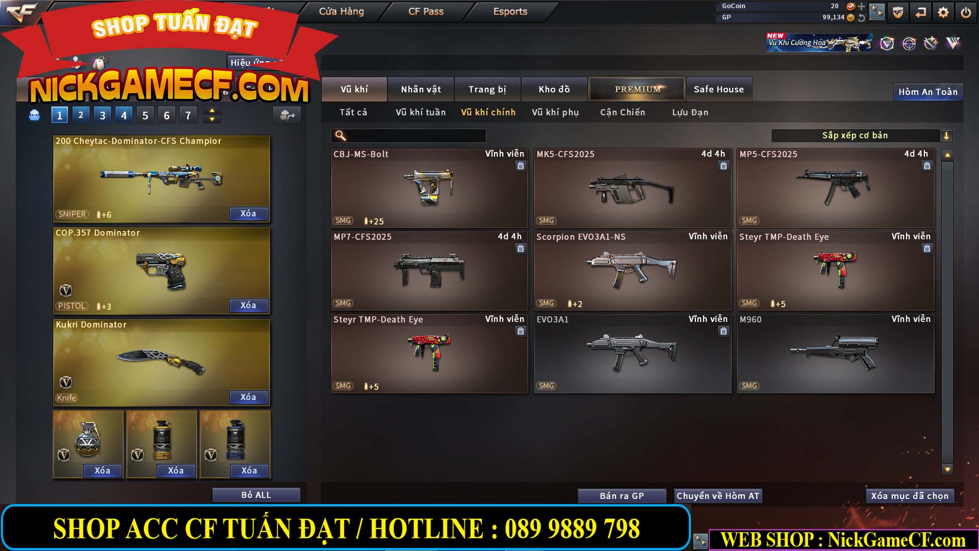 MÃ CF14124 - GIÁ : 1999K - C4 ĐẸP - VIP4 - SET DOMINATOR , TRANS2 NOBLE GOLD