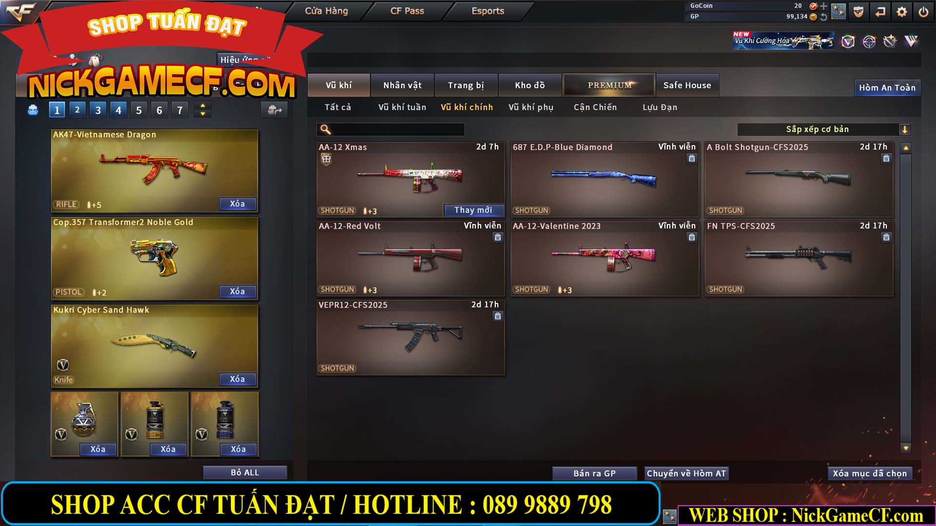 MÃ CF14124 - GIÁ : 1999K - C4 ĐẸP - VIP4 - SET DOMINATOR , TRANS2 NOBLE GOLD
