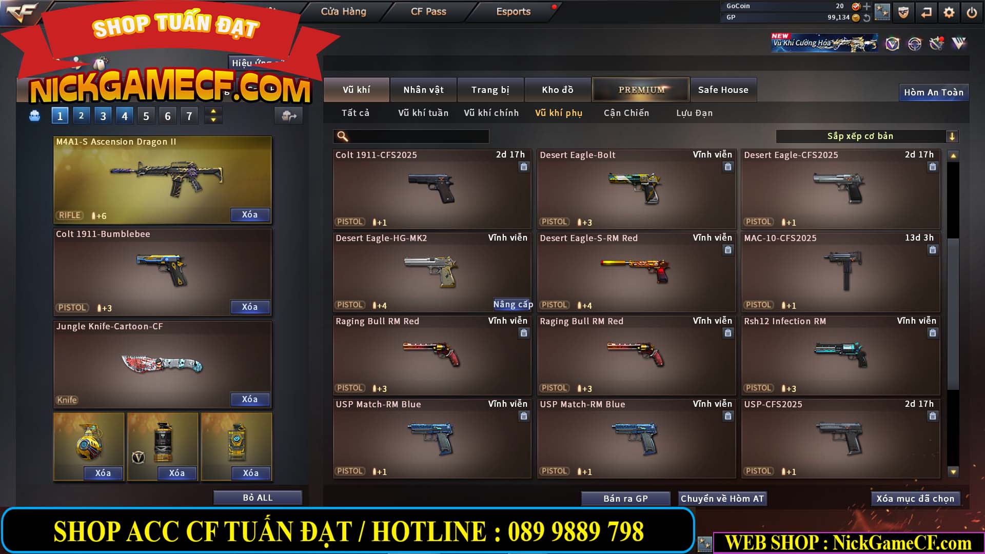 MÃ CF14124 - GIÁ : 1999K - C4 ĐẸP - VIP4 - SET DOMINATOR , TRANS2 NOBLE GOLD