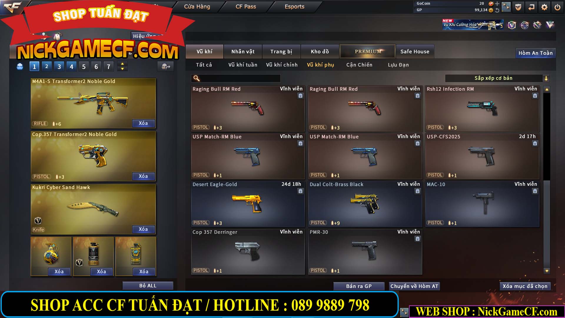 MÃ CF14124 - GIÁ : 1999K - C4 ĐẸP - VIP4 - SET DOMINATOR , TRANS2 NOBLE GOLD