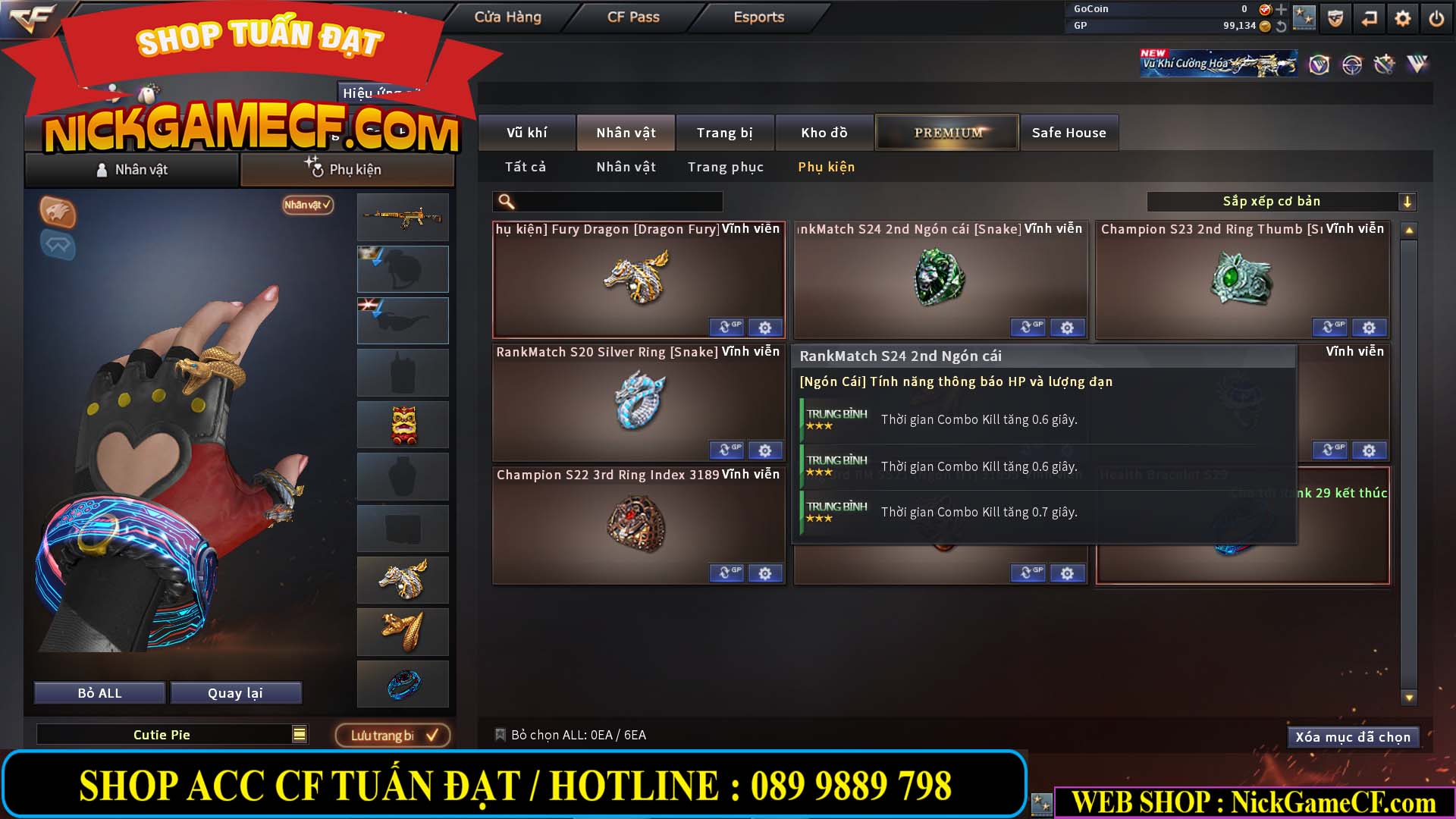 MÃ CF14124 - GIÁ : 1999K - C4 ĐẸP - VIP4 - SET DOMINATOR , TRANS2 NOBLE GOLD
