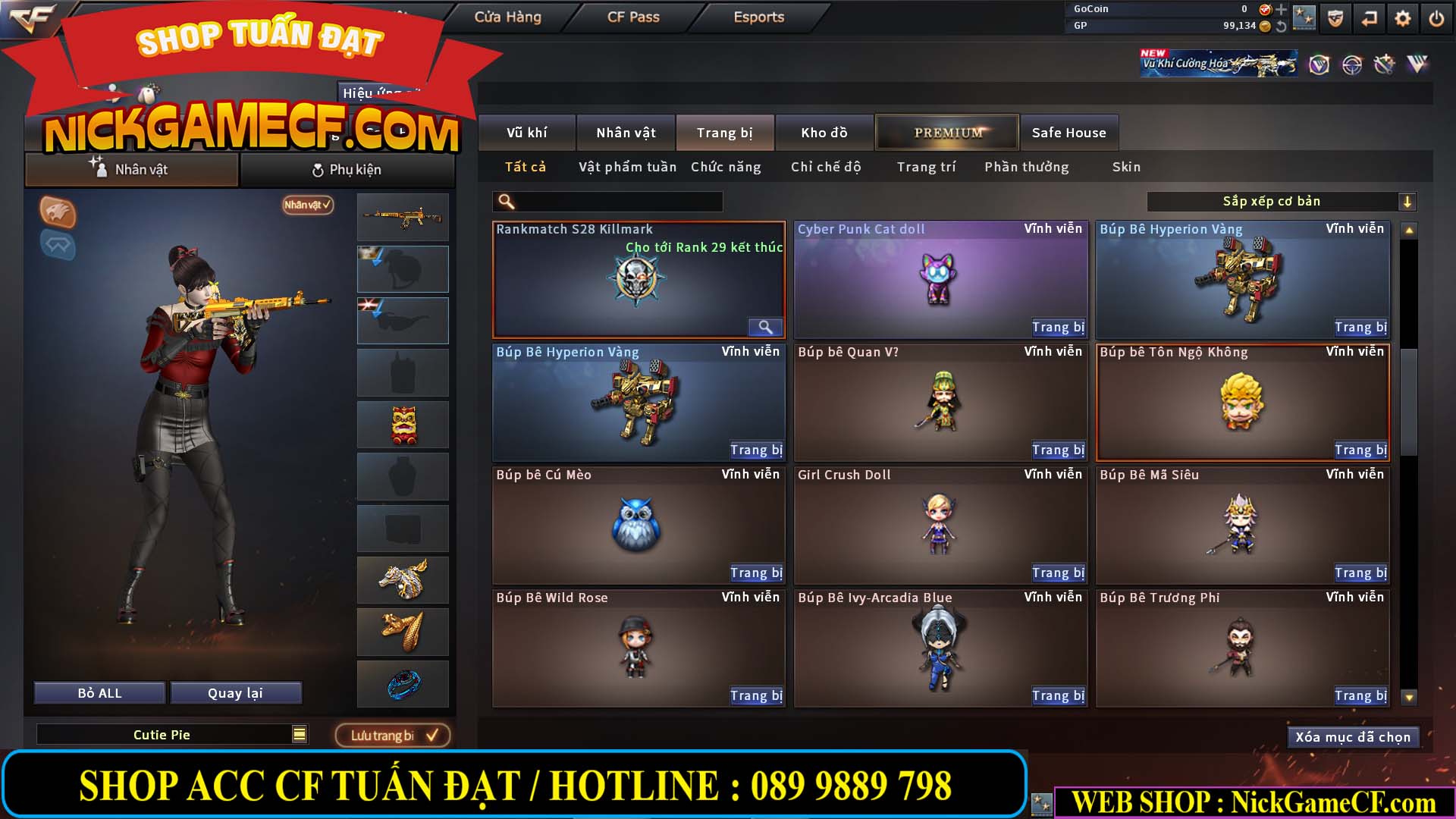 MÃ CF14124 - GIÁ : 1999K - C4 ĐẸP - VIP4 - SET DOMINATOR , TRANS2 NOBLE GOLD