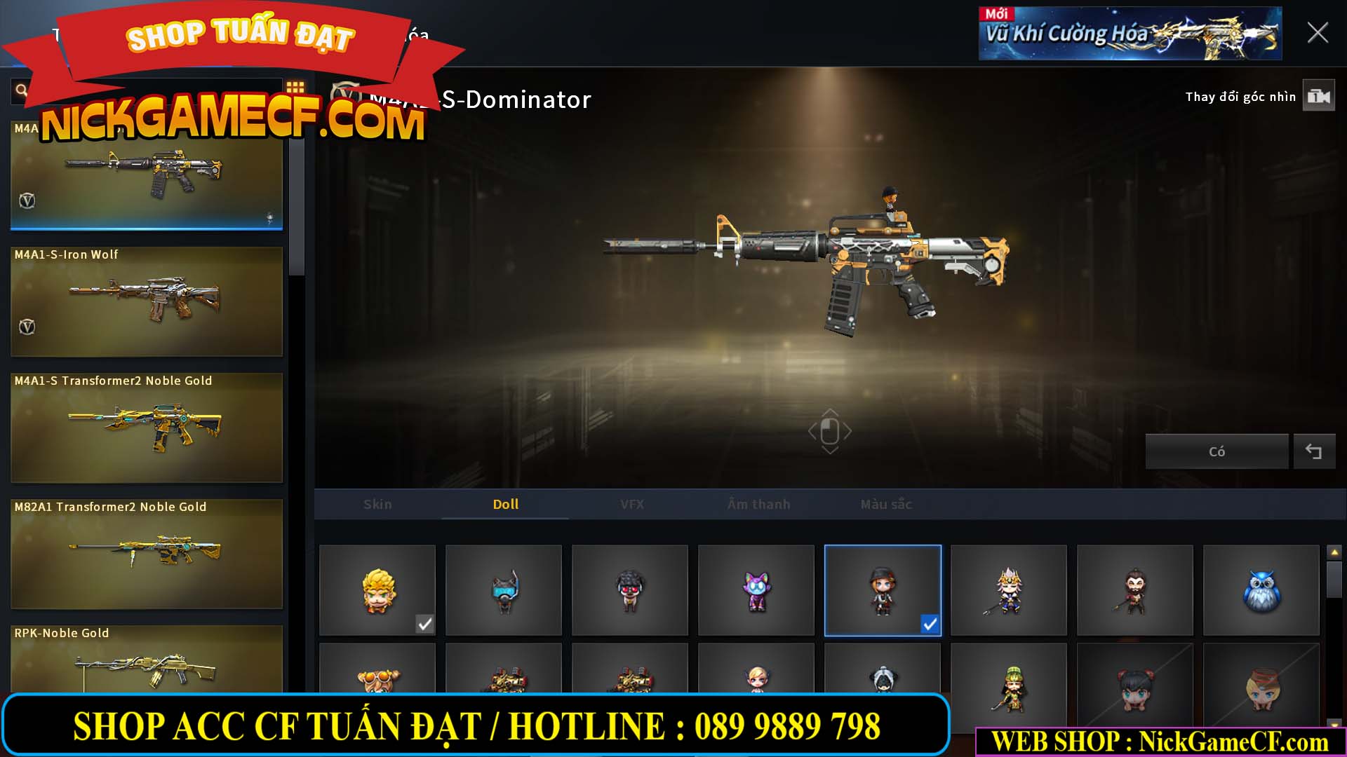 MÃ CF14124 - GIÁ : 1999K - C4 ĐẸP - VIP4 - SET DOMINATOR , TRANS2 NOBLE GOLD