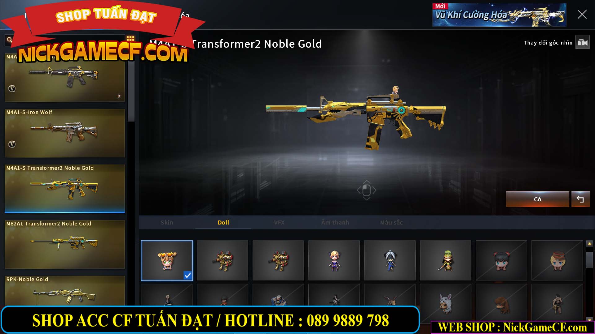 MÃ CF14124 - GIÁ : 1999K - C4 ĐẸP - VIP4 - SET DOMINATOR , TRANS2 NOBLE GOLD