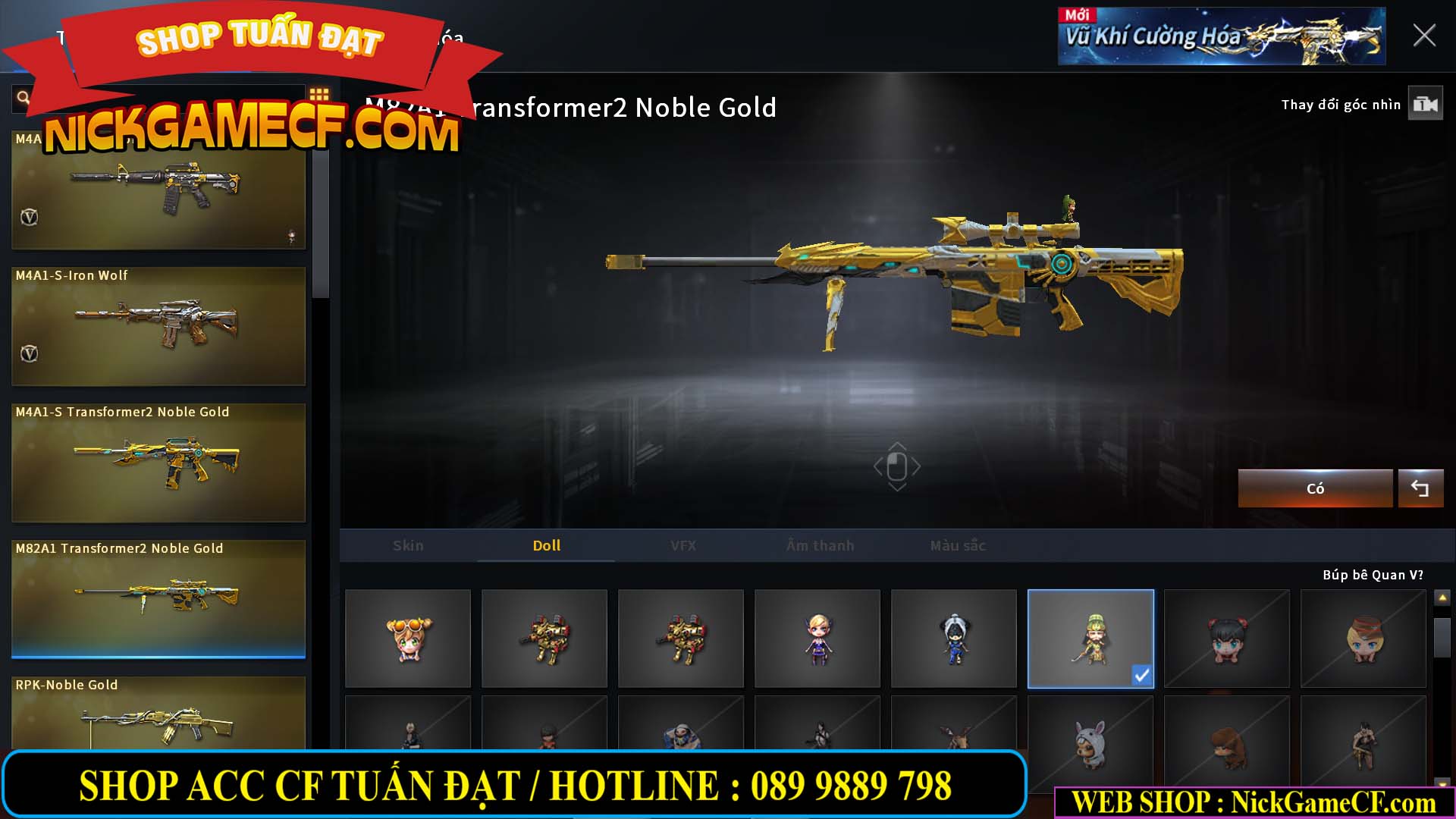 MÃ CF14124 - GIÁ : 1999K - C4 ĐẸP - VIP4 - SET DOMINATOR , TRANS2 NOBLE GOLD