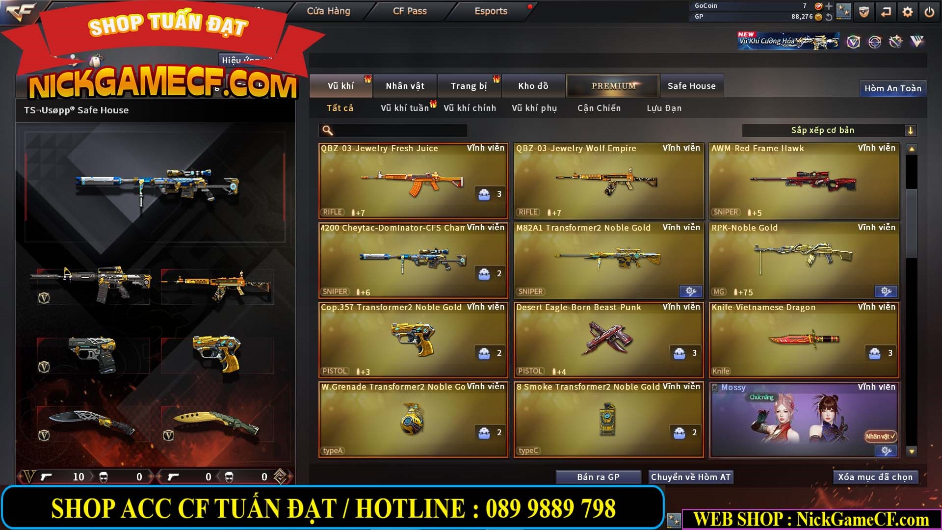 MÃ CF14124 - GIÁ : 1999K - C4 ĐẸP - VIP4 - SET DOMINATOR , TRANS2 NOBLE GOLD