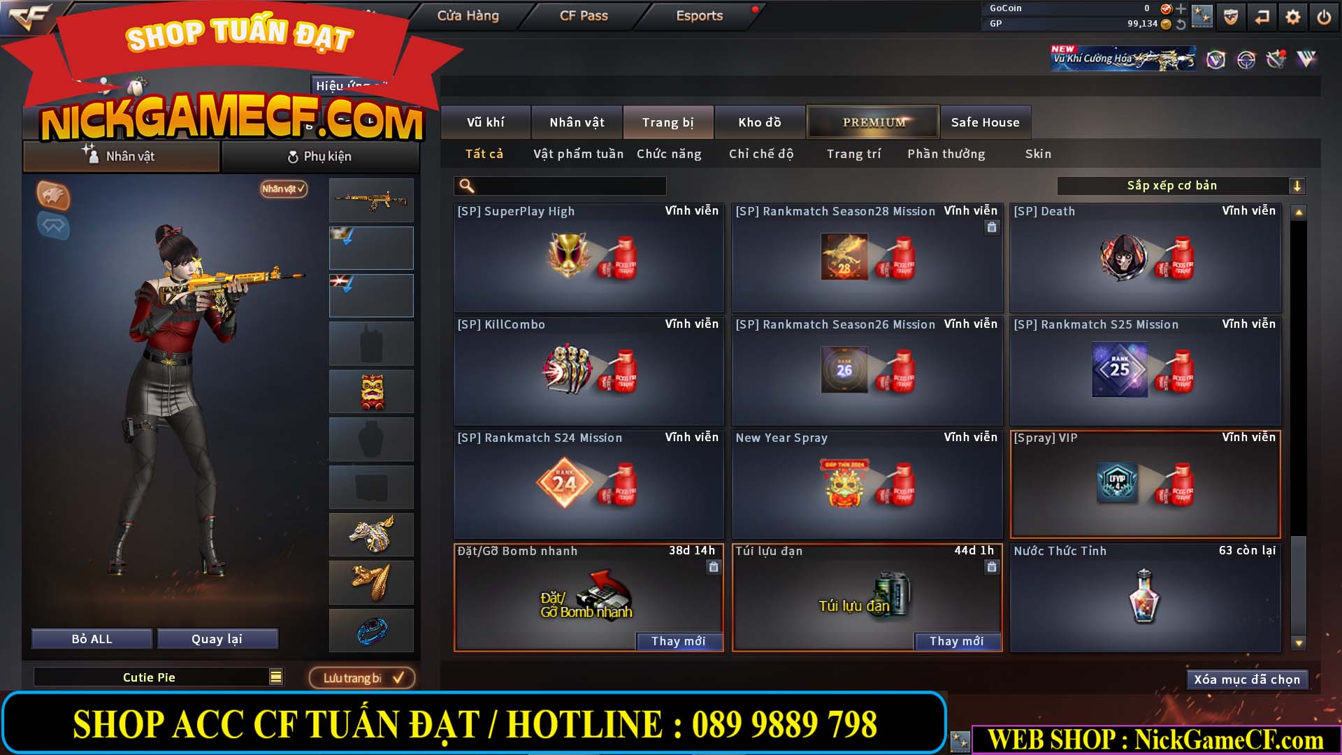 MÃ CF14124 - GIÁ : 1999K - C4 ĐẸP - VIP4 - SET DOMINATOR , TRANS2 NOBLE GOLD