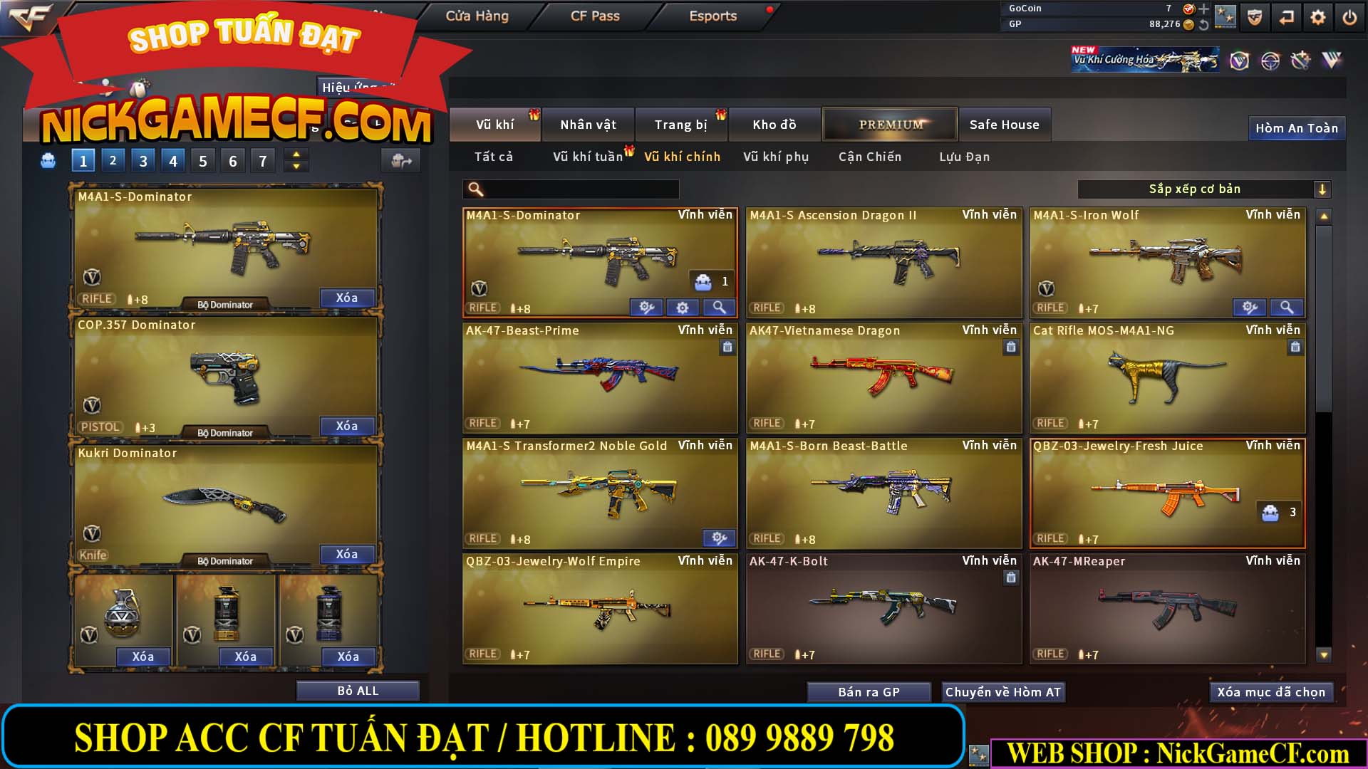 MÃ CF14124 - GIÁ : 1999K - C4 ĐẸP - VIP4 - SET DOMINATOR , TRANS2 NOBLE GOLD