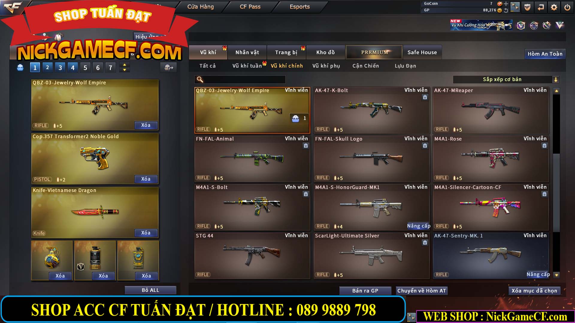 MÃ CF14124 - GIÁ : 1999K - C4 ĐẸP - VIP4 - SET DOMINATOR , TRANS2 NOBLE GOLD