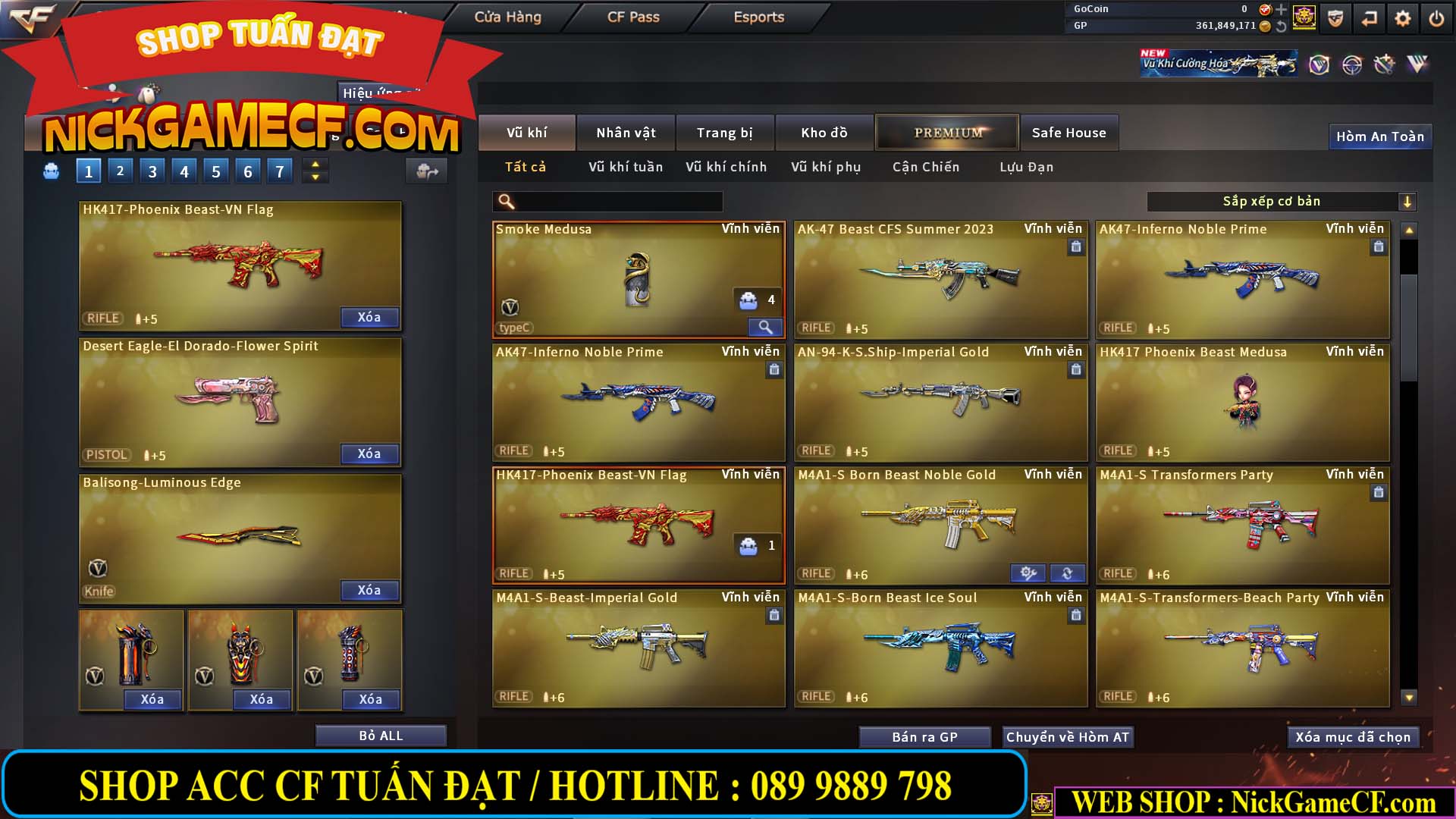 MÃ CF14357 - GIÁ : 8888K - CHIẾN ZOM XINH - C4 ĐẸP - 61 VIP - VIP5