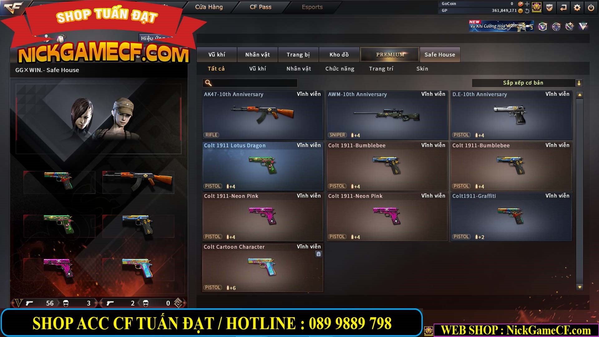 MÃ CF14357 - GIÁ : 8888K - CHIẾN ZOM XINH - C4 ĐẸP - 61 VIP - VIP5