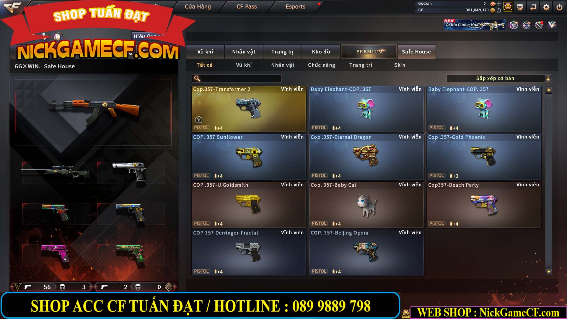 MÃ CF14357 - GIÁ : 8888K - CHIẾN ZOM XINH - C4 ĐẸP - 61 VIP - VIP5