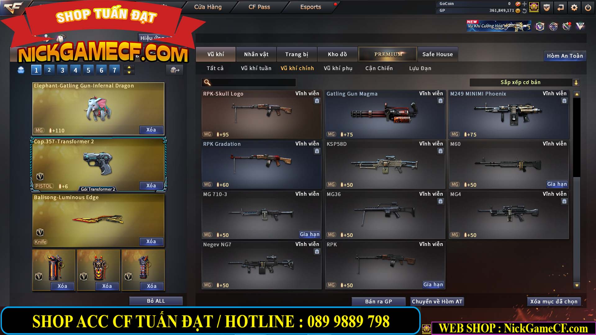 MÃ CF14357 - GIÁ : 8888K - CHIẾN ZOM XINH - C4 ĐẸP - 61 VIP - VIP5