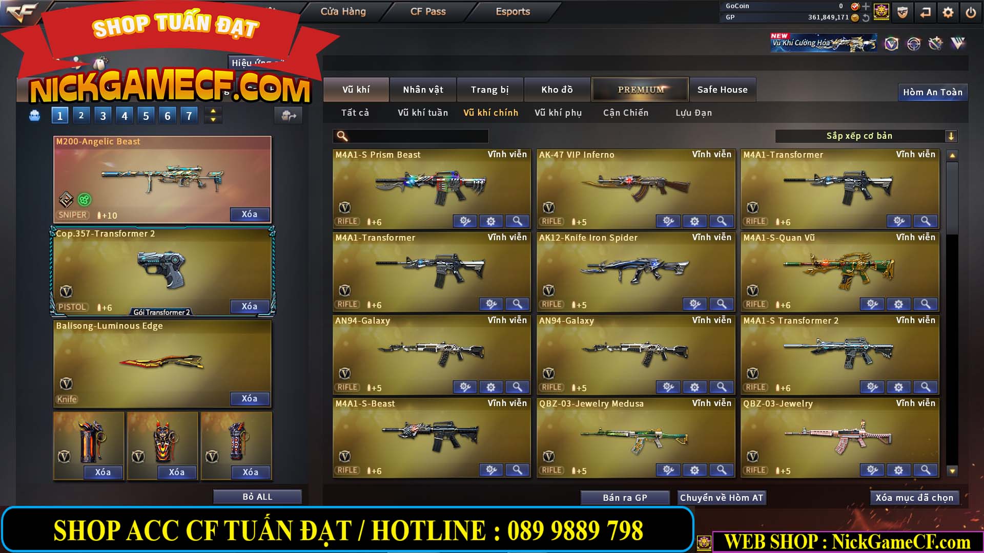 MÃ CF14357 - GIÁ : 8888K - CHIẾN ZOM XINH - C4 ĐẸP - 61 VIP - VIP5