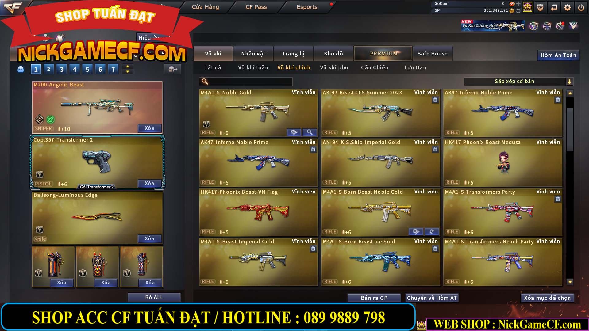 MÃ CF14357 - GIÁ : 8888K - CHIẾN ZOM XINH - C4 ĐẸP - 61 VIP - VIP5