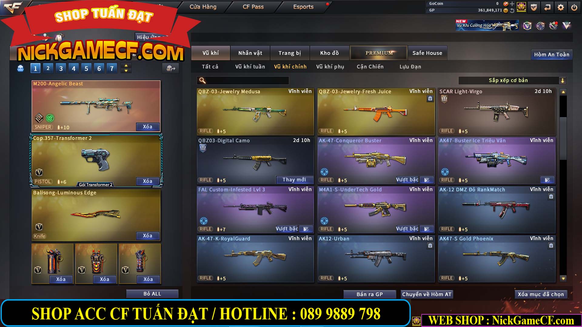 MÃ CF14357 - GIÁ : 8888K - CHIẾN ZOM XINH - C4 ĐẸP - 61 VIP - VIP5