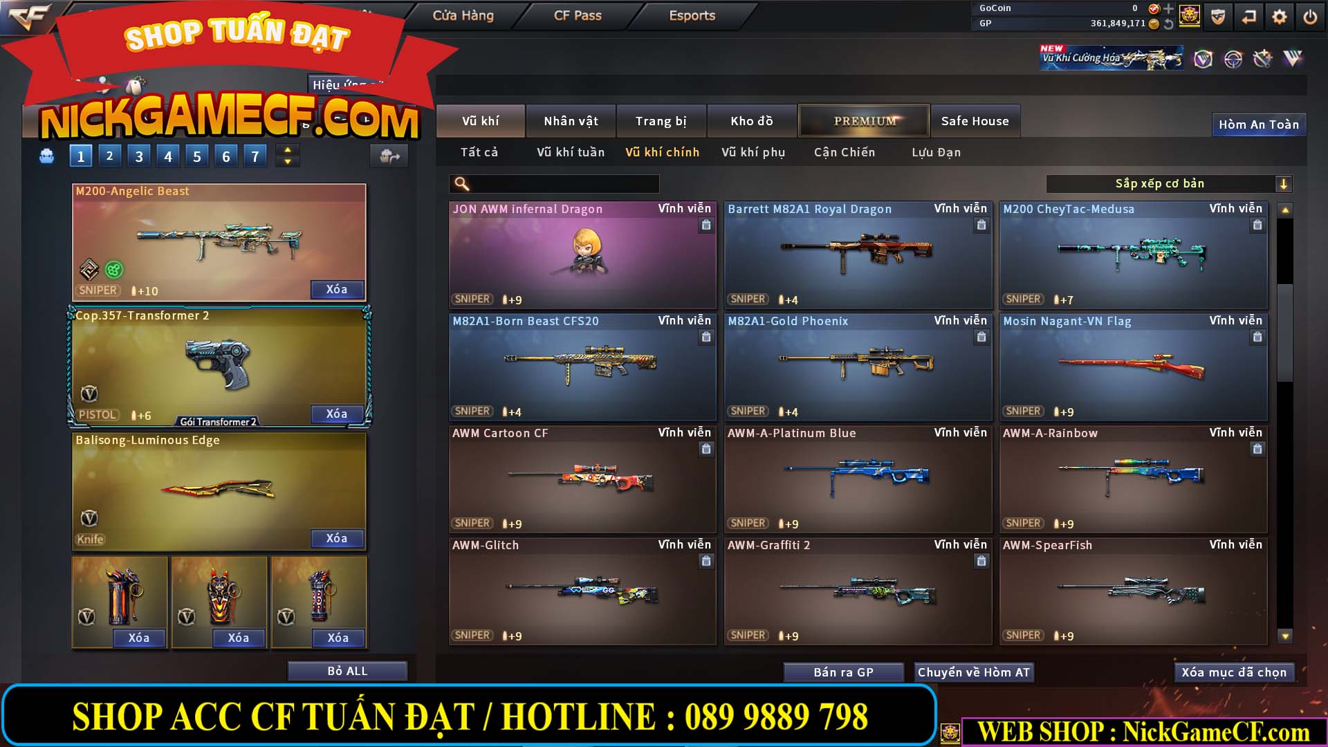 MÃ CF14357 - GIÁ : 8888K - CHIẾN ZOM XINH - C4 ĐẸP - 61 VIP - VIP5