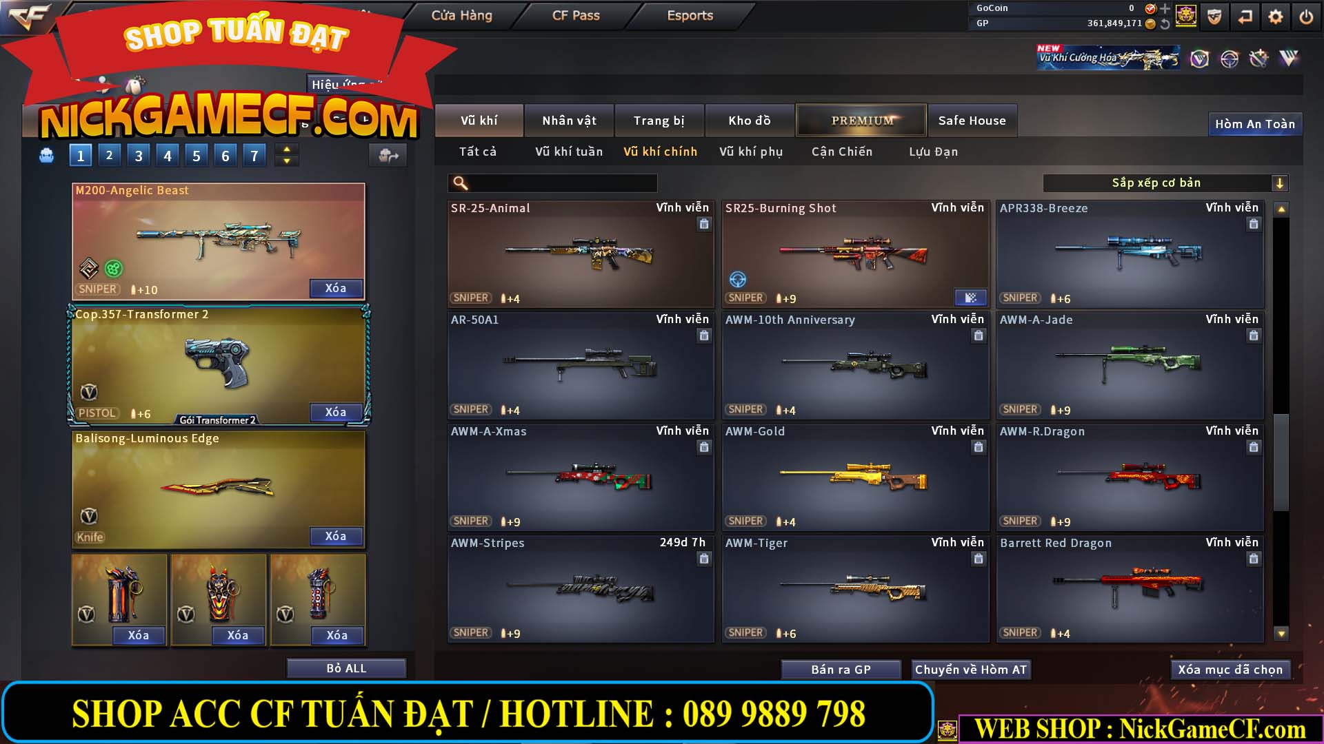 MÃ CF14357 - GIÁ : 8888K - CHIẾN ZOM XINH - C4 ĐẸP - 61 VIP - VIP5