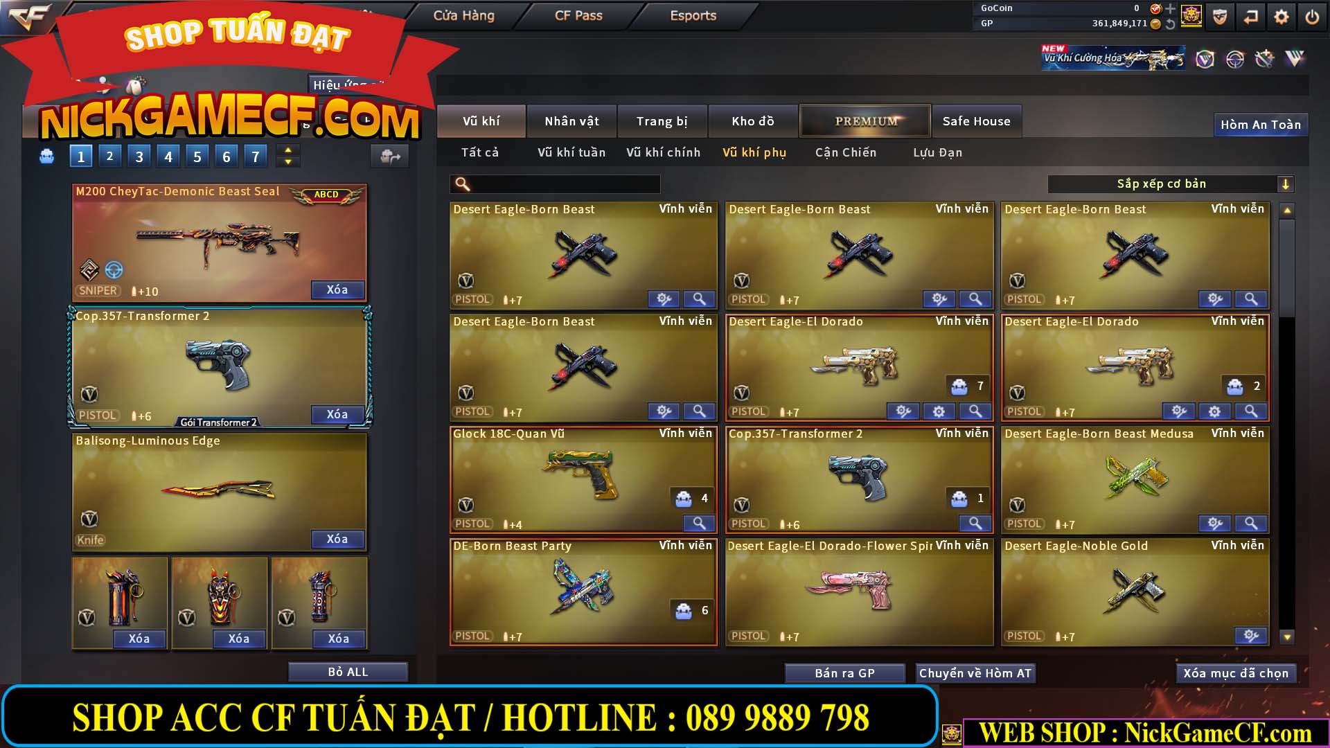 MÃ CF14357 - GIÁ : 8888K - CHIẾN ZOM XINH - C4 ĐẸP - 61 VIP - VIP5