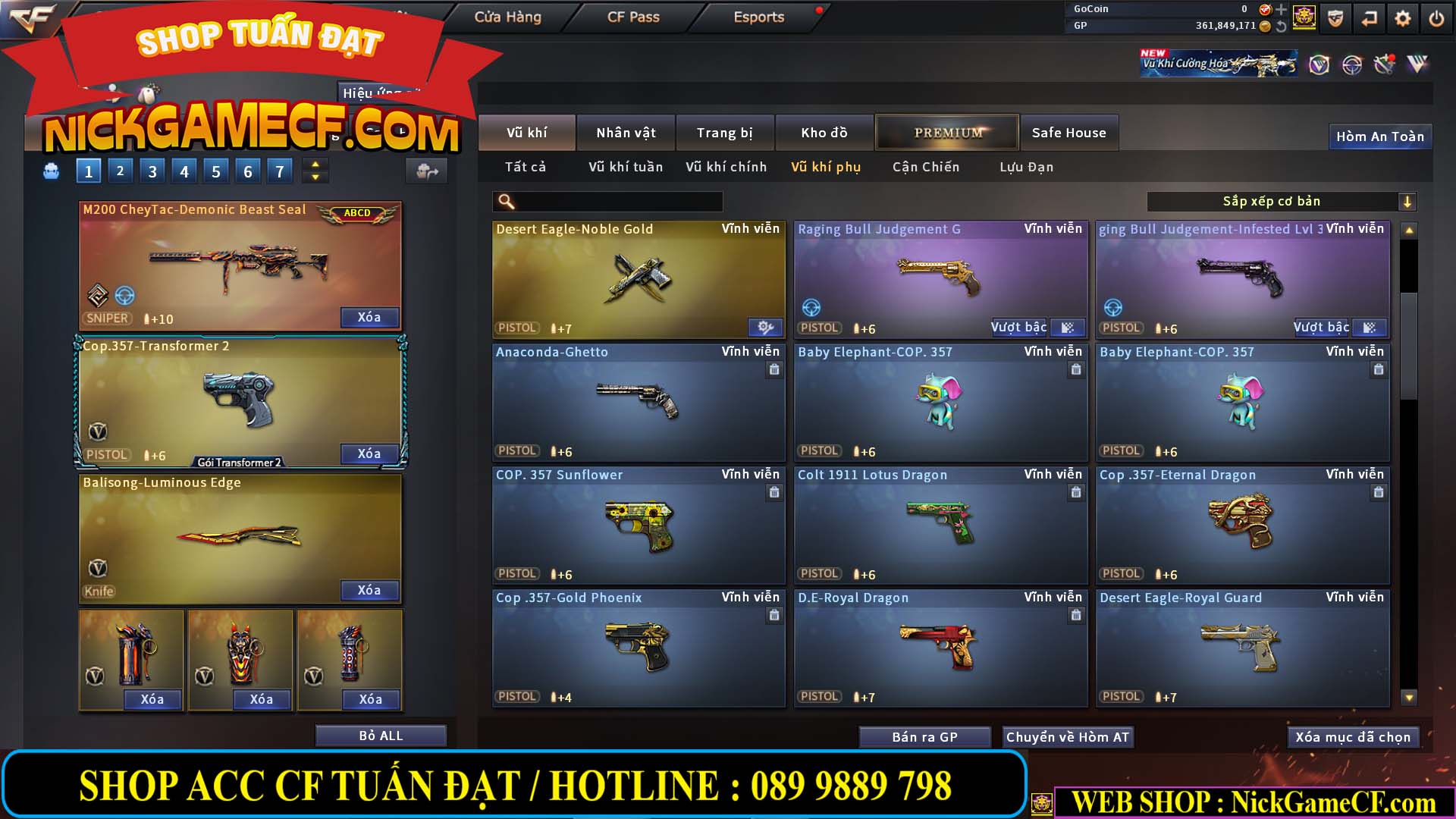 MÃ CF14357 - GIÁ : 8888K - CHIẾN ZOM XINH - C4 ĐẸP - 61 VIP - VIP5