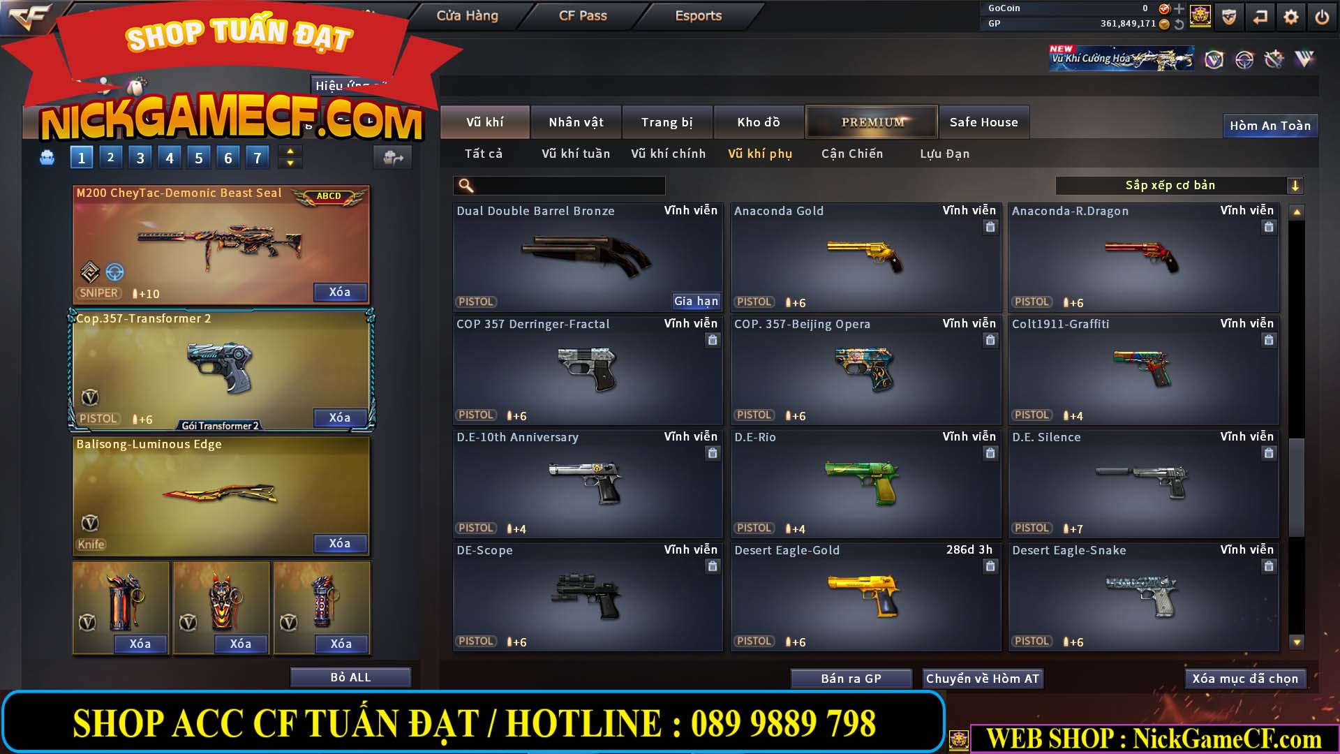 MÃ CF14357 - GIÁ : 8888K - CHIẾN ZOM XINH - C4 ĐẸP - 61 VIP - VIP5