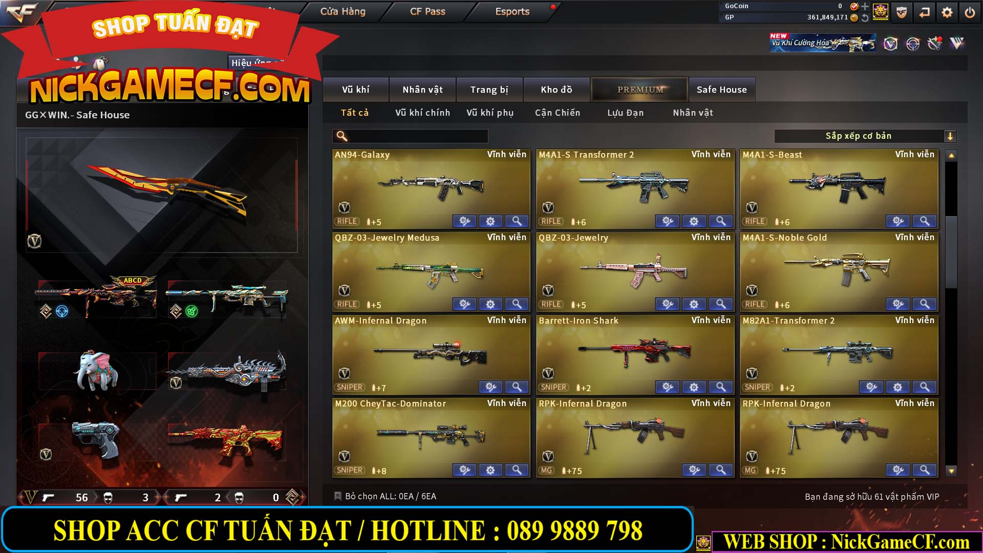 MÃ CF14357 - GIÁ : 8888K - CHIẾN ZOM XINH - C4 ĐẸP - 61 VIP - VIP5