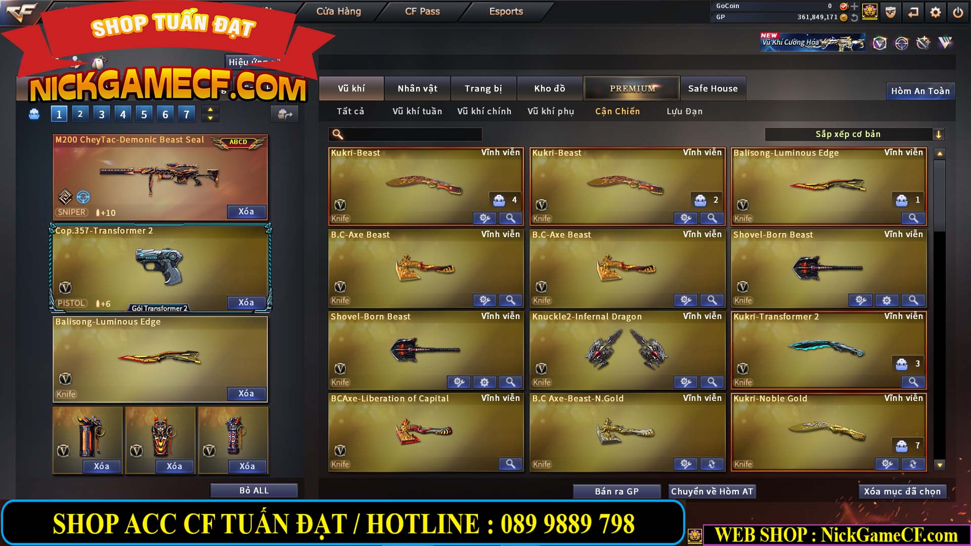 MÃ CF14357 - GIÁ : 8888K - CHIẾN ZOM XINH - C4 ĐẸP - 61 VIP - VIP5