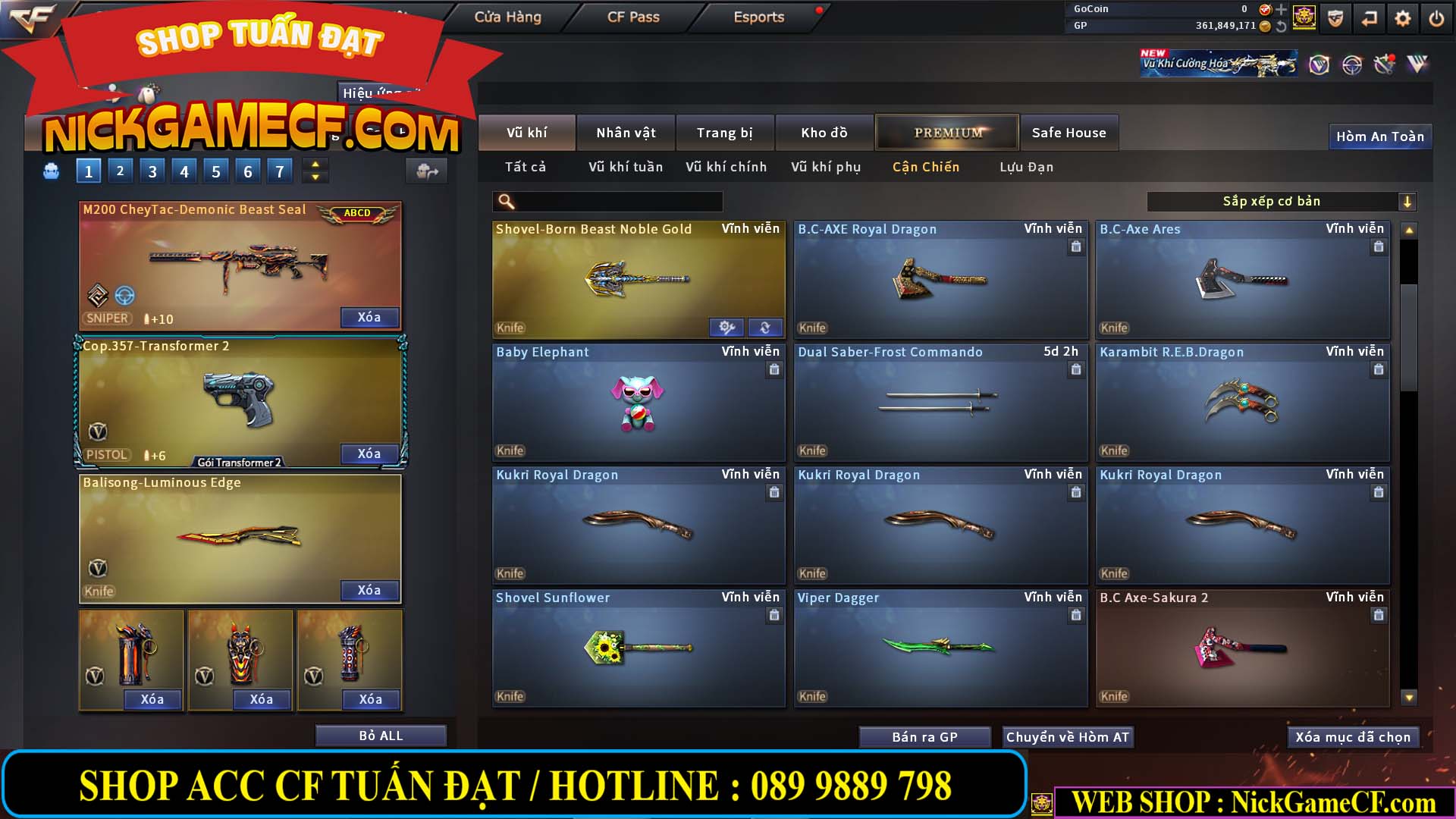 MÃ CF14357 - GIÁ : 8888K - CHIẾN ZOM XINH - C4 ĐẸP - 61 VIP - VIP5